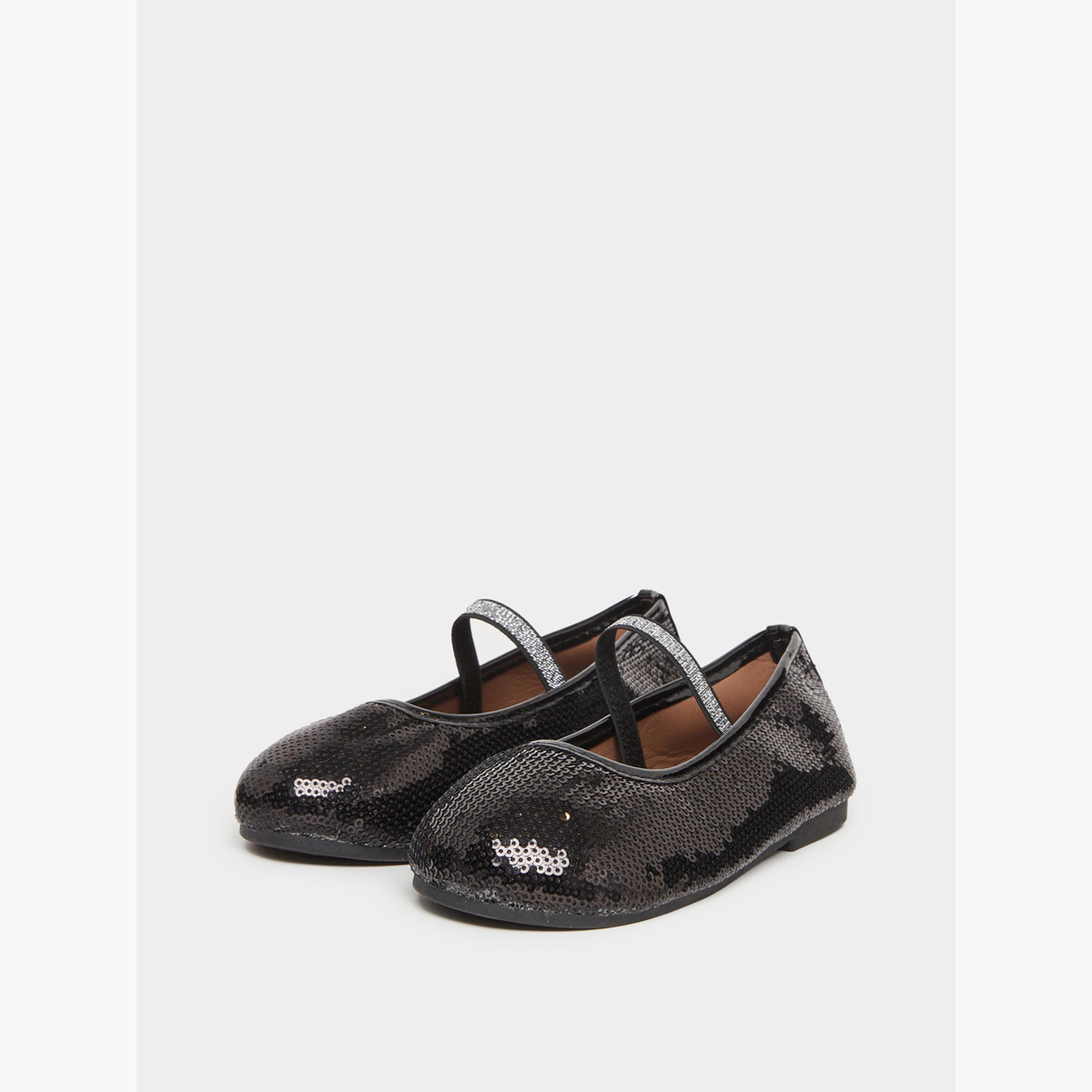 Styli Girls Black Sequin Ballerinas-girls-shoes-ballerinas-image-1