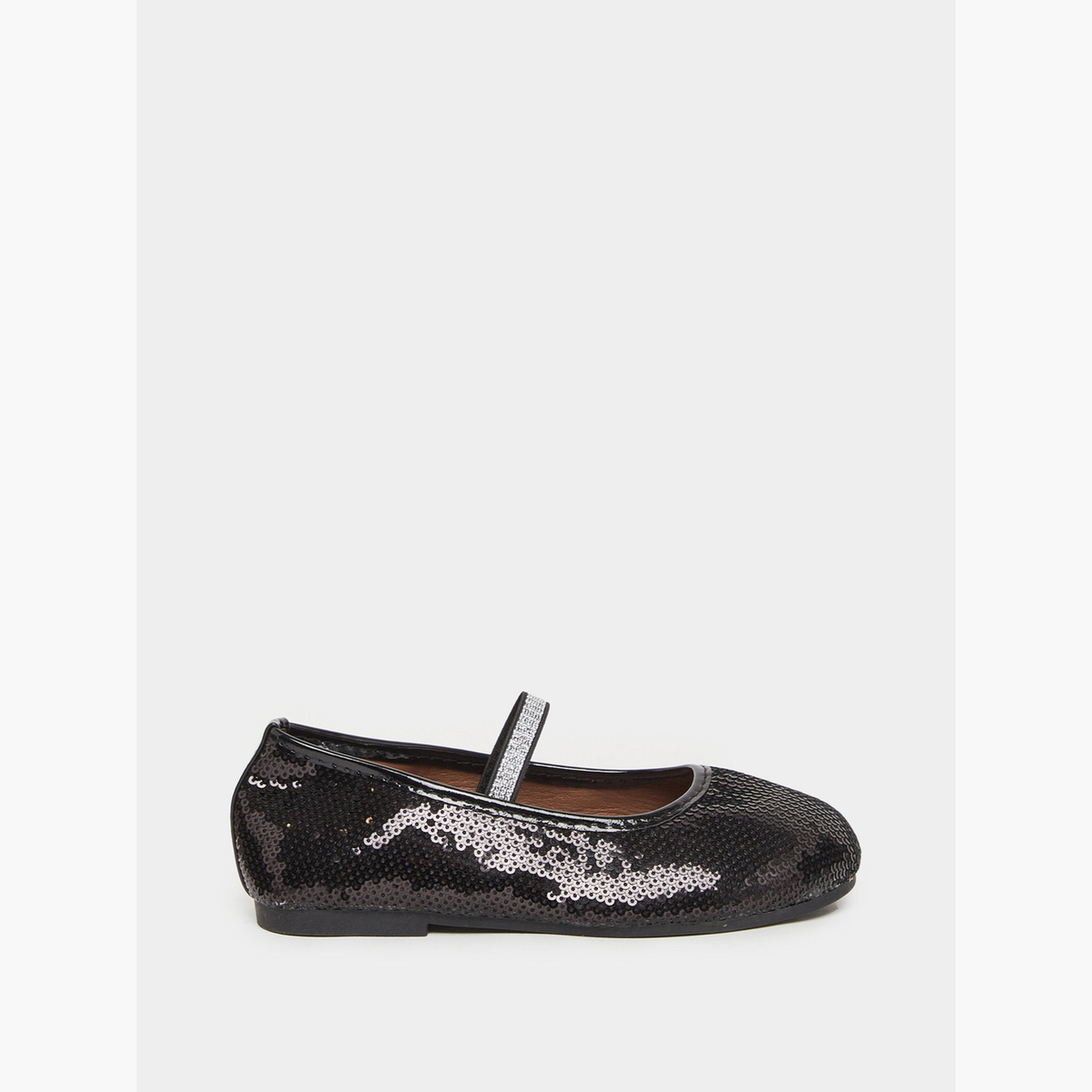Styli Girls Black Sequin Ballerinas-girls-shoes-ballerinas-image-2