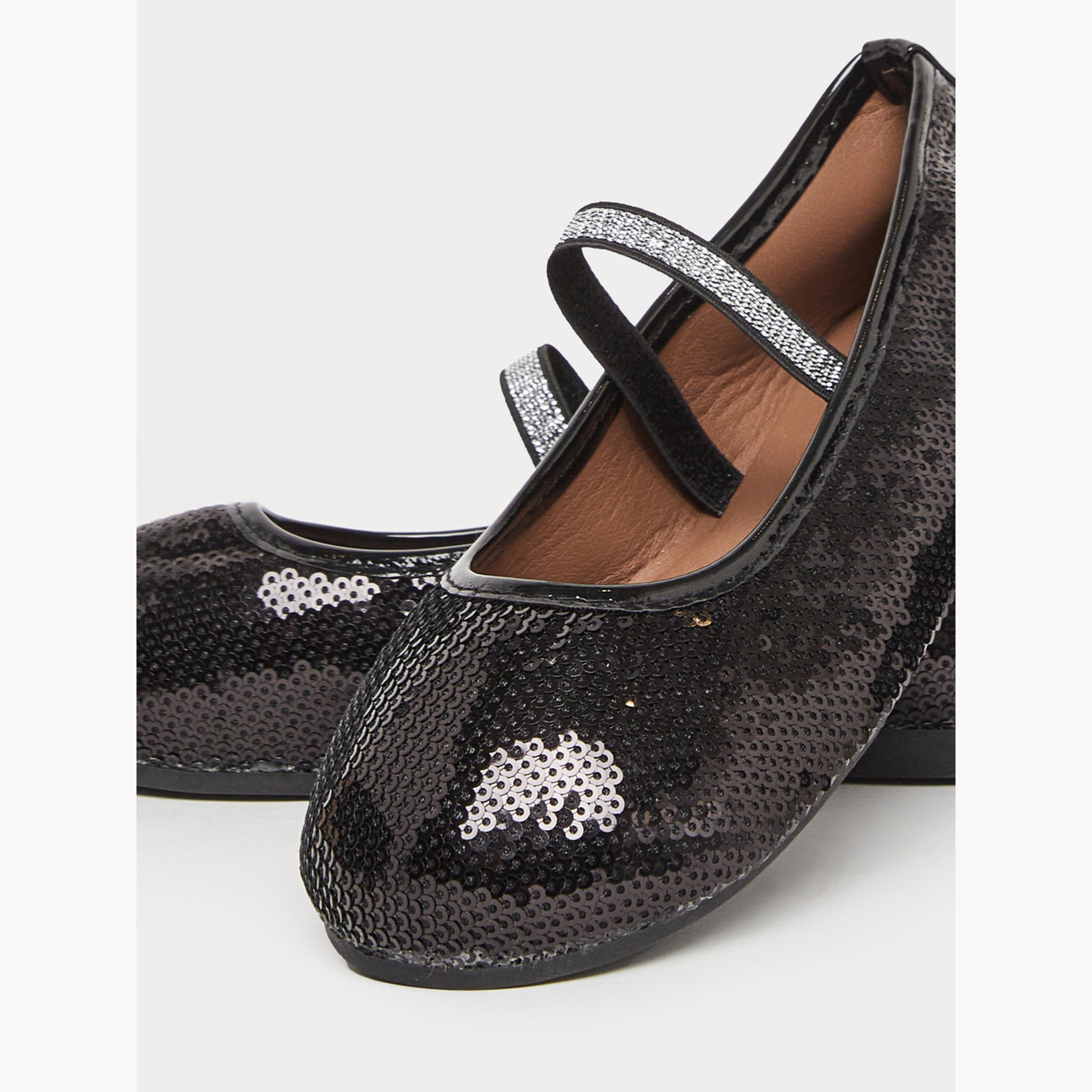 Styli Girls Black Sequin Ballerinas-girls-shoes-ballerinas-image-3