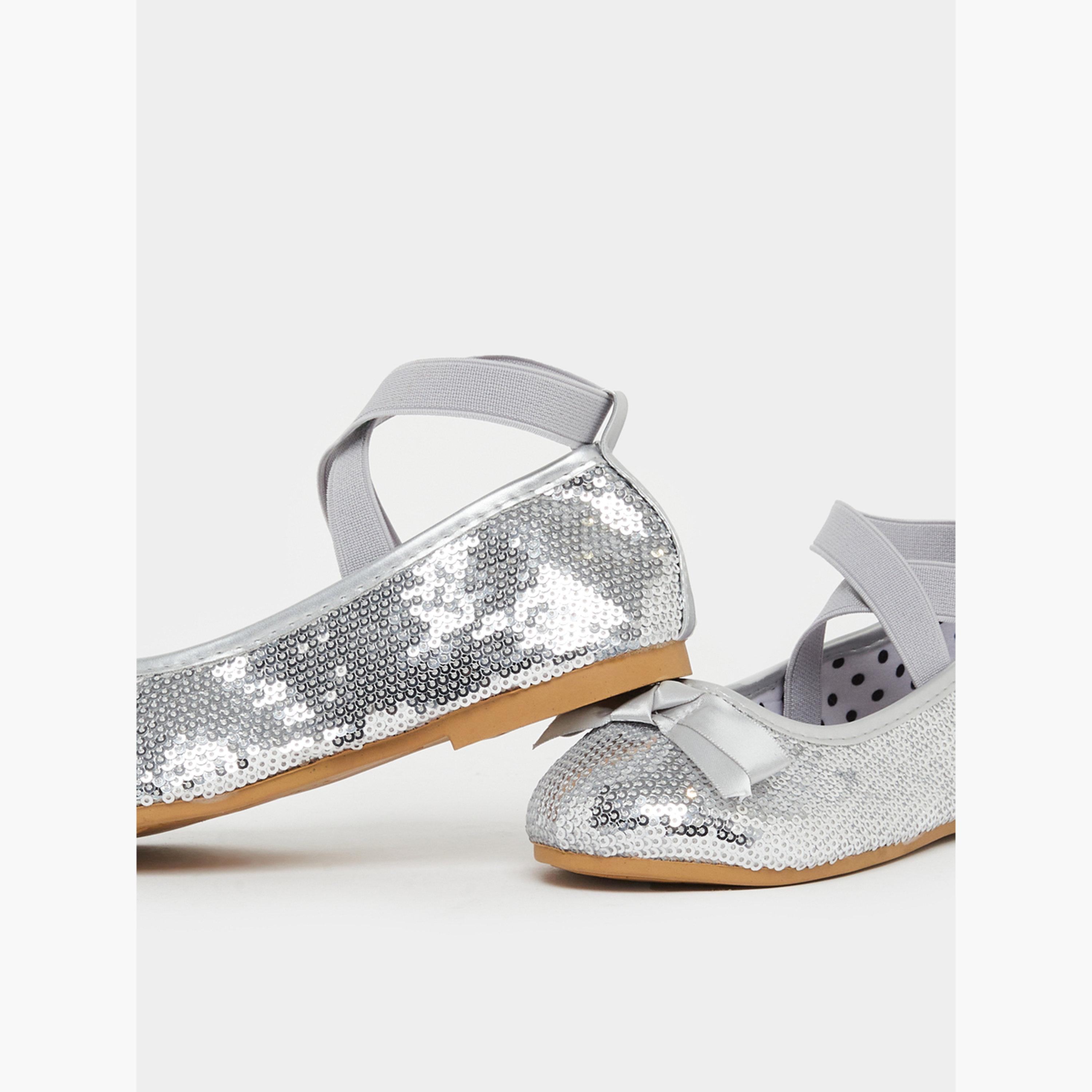 Styli Girls Silver Sequin Ballerinas-girls-shoes-ballerinas-image-3
