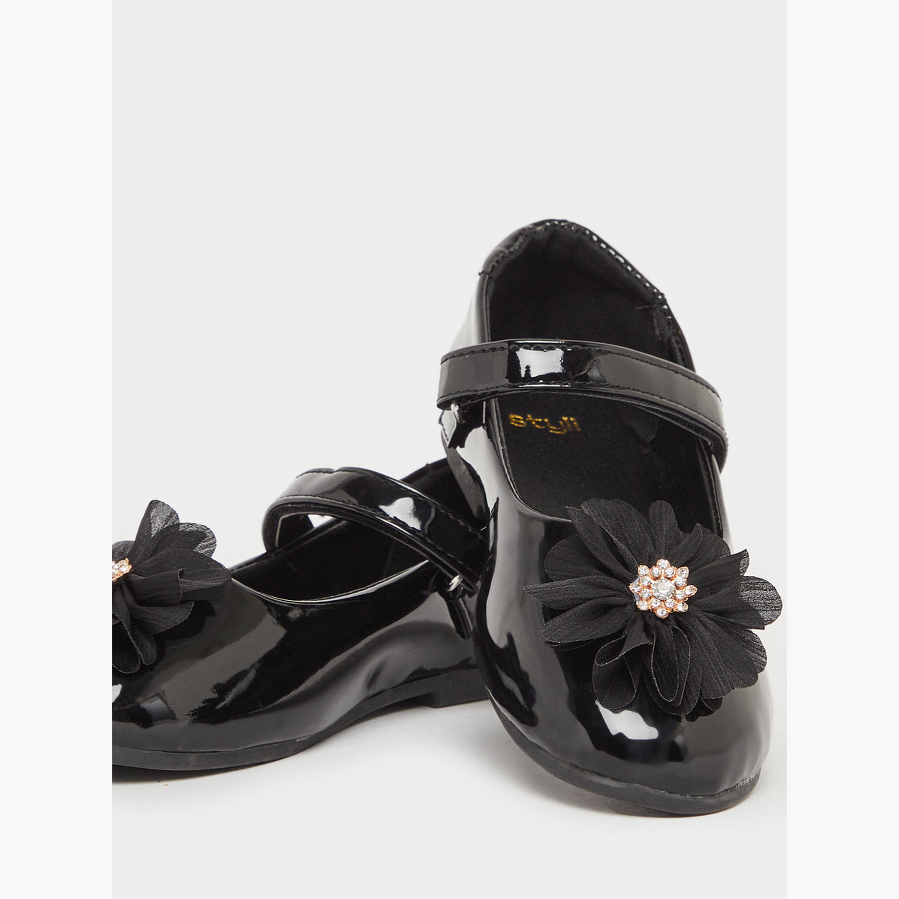 حذاء باليرينا لامع بتفاصيل زهور-girls-shoes-ballerinas-image-3
