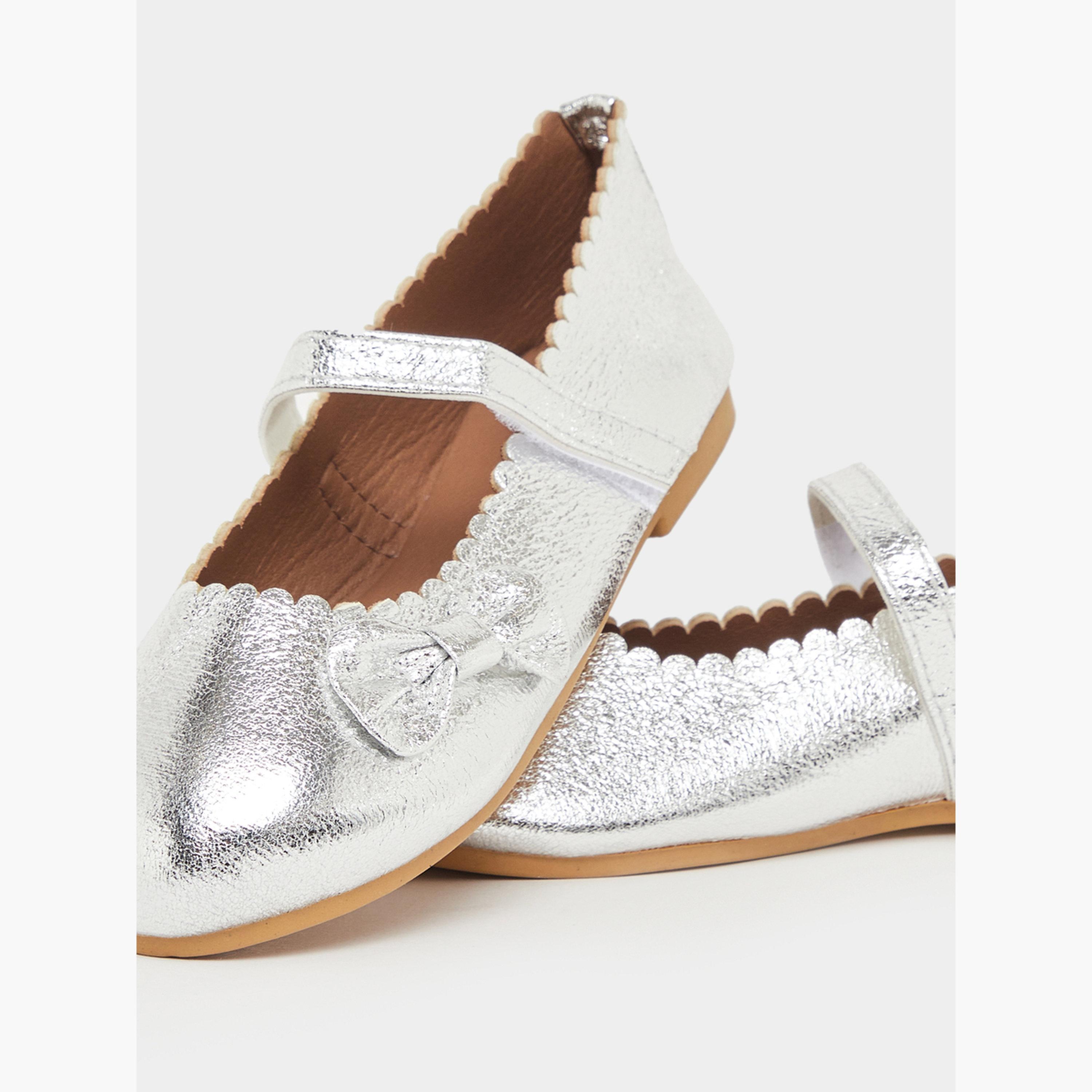 Styli Girls Silver Bow Ballerinas-girls-shoes-ballerinas-image-3