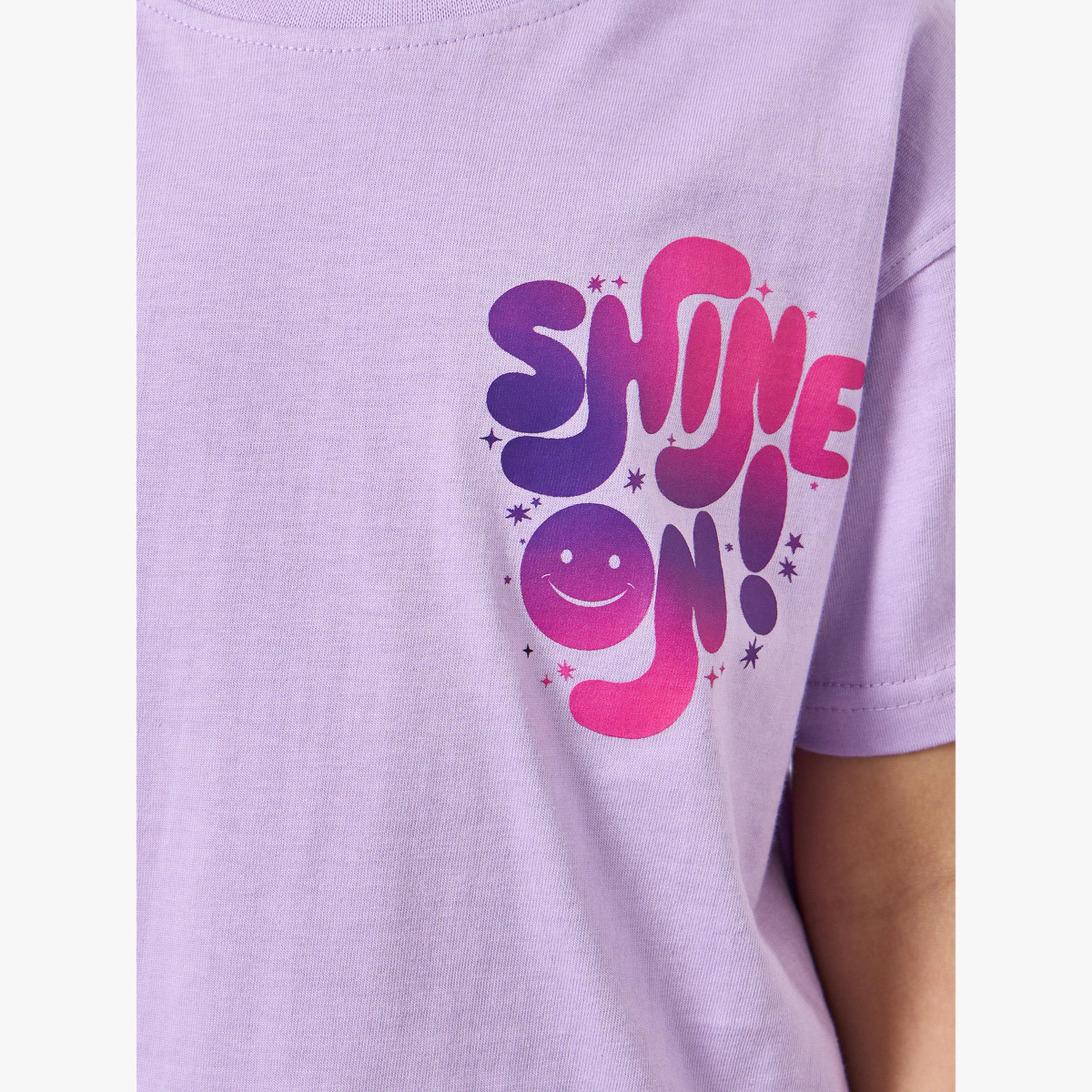 Styli Girls Lilac Graphic Print T-Shirt and Shorts Set-girls-clothing-setsandcoords-image-4