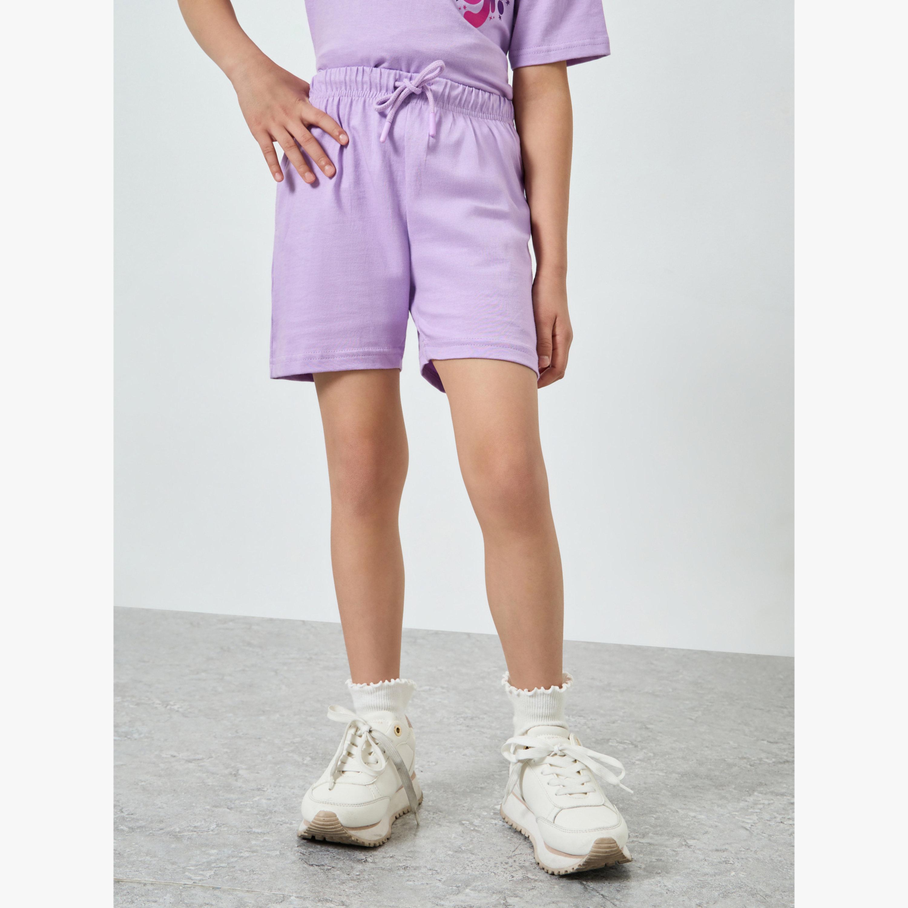 Styli Girls Lilac Graphic Print T-Shirt and Shorts Set-girls-clothing-setsandcoords-image-5