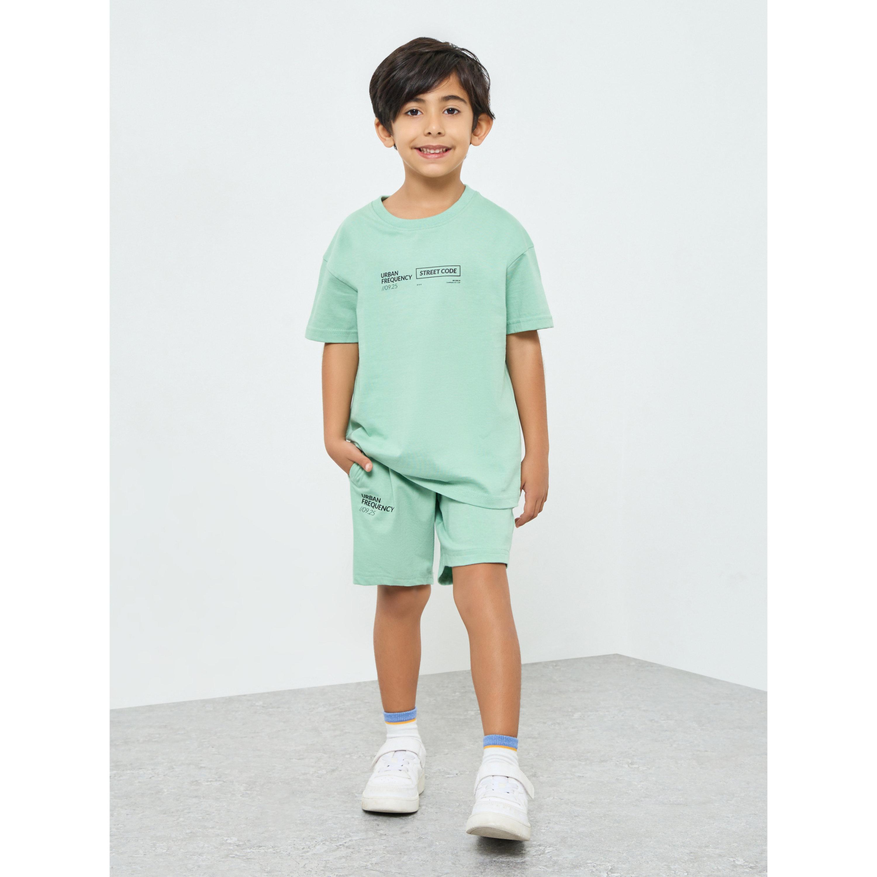 Styli Boy Green Graphic T-Shirt and Shorts Set-boys-clothing-setsandcoords-image-2