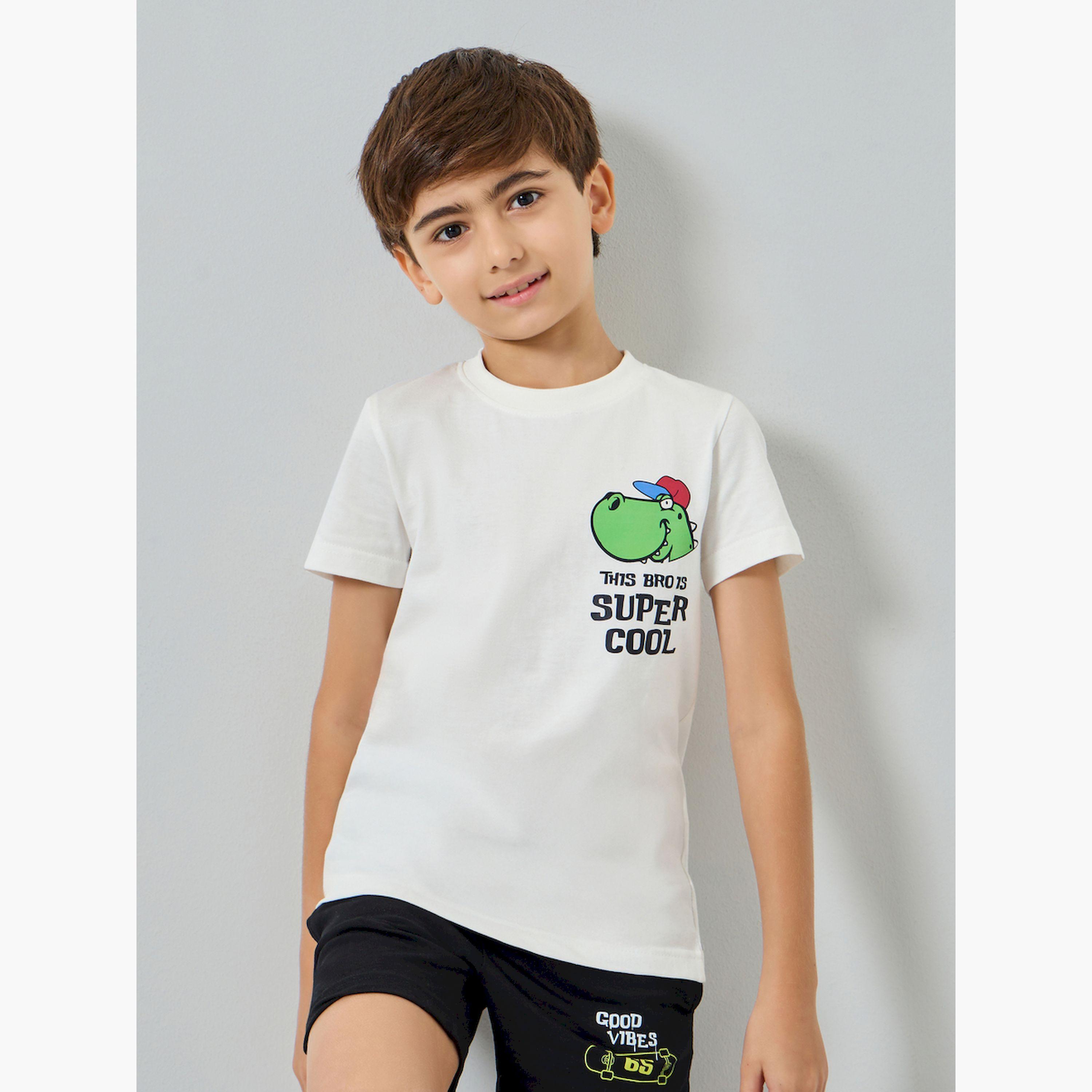 تيشيرت قطن بطبعة جرافيك للأولاد-boys-clothing-tshirtsandpolos-image-1