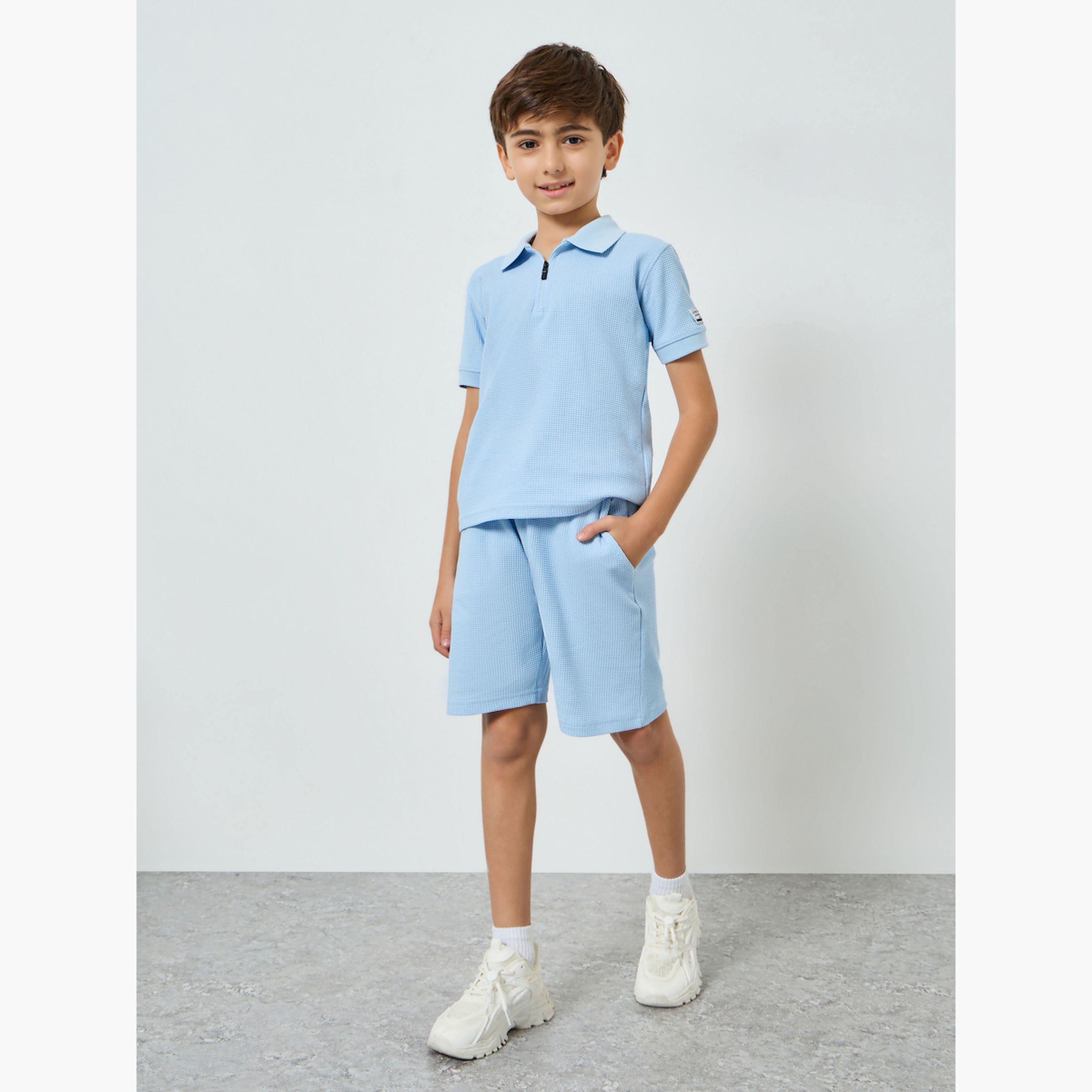 طقم أزرق قطني من بولو وشورت للأولاد-boys-clothing-setsandcoords-image-2