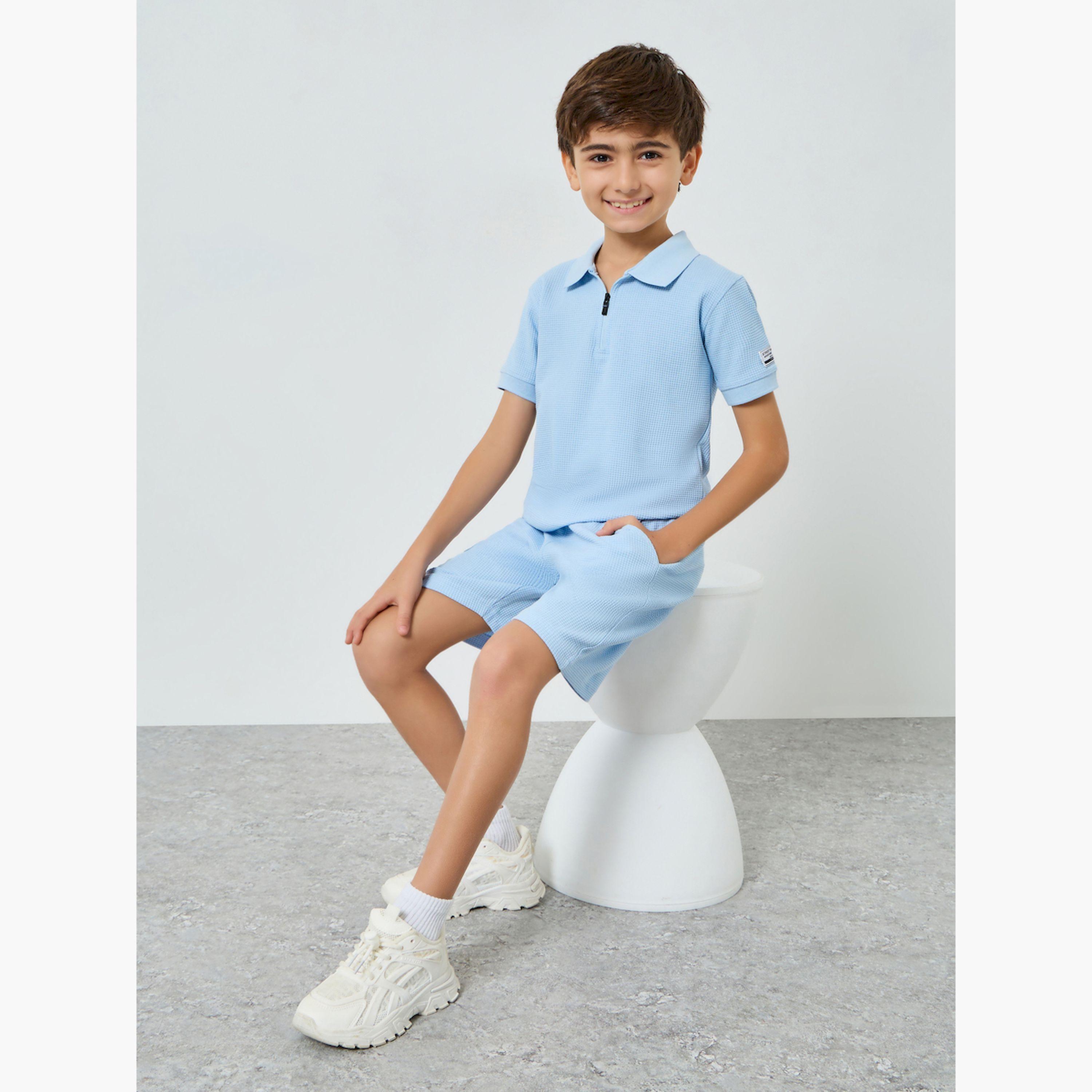 طقم أزرق قطني من بولو وشورت للأولاد-boys-clothing-setsandcoords-image-3
