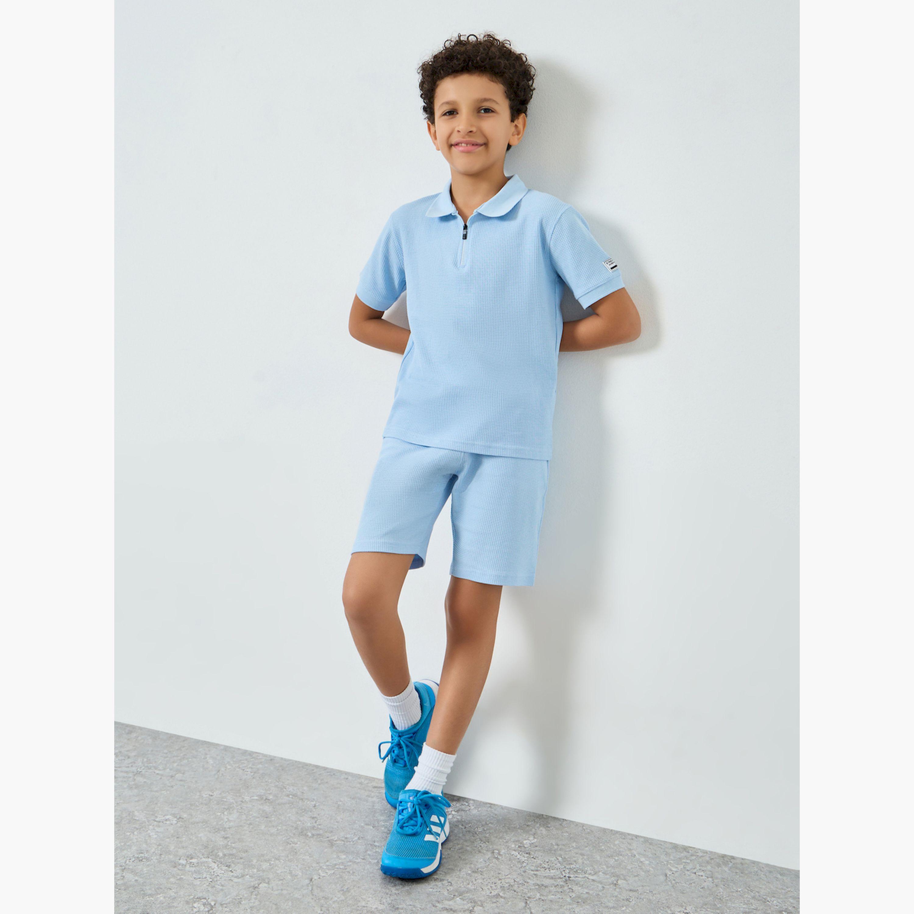 طقم أزرق قطني من بولو وشورت للأولاد-boys-clothing-setsandcoords-image-2