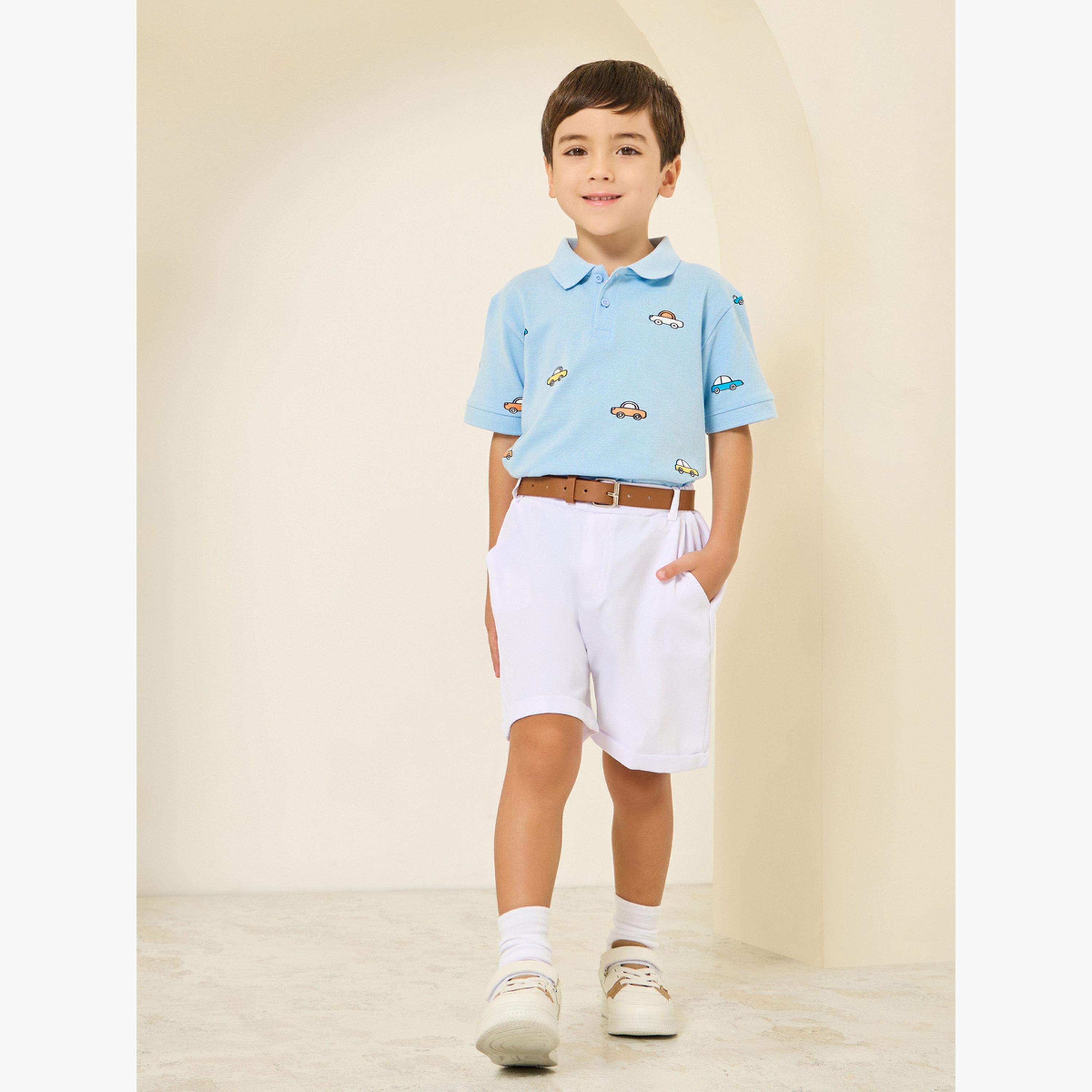 Styli Boys Blue Car Print Polo T-Shirt-boys-clothing-tshirtsandpolos-image-2