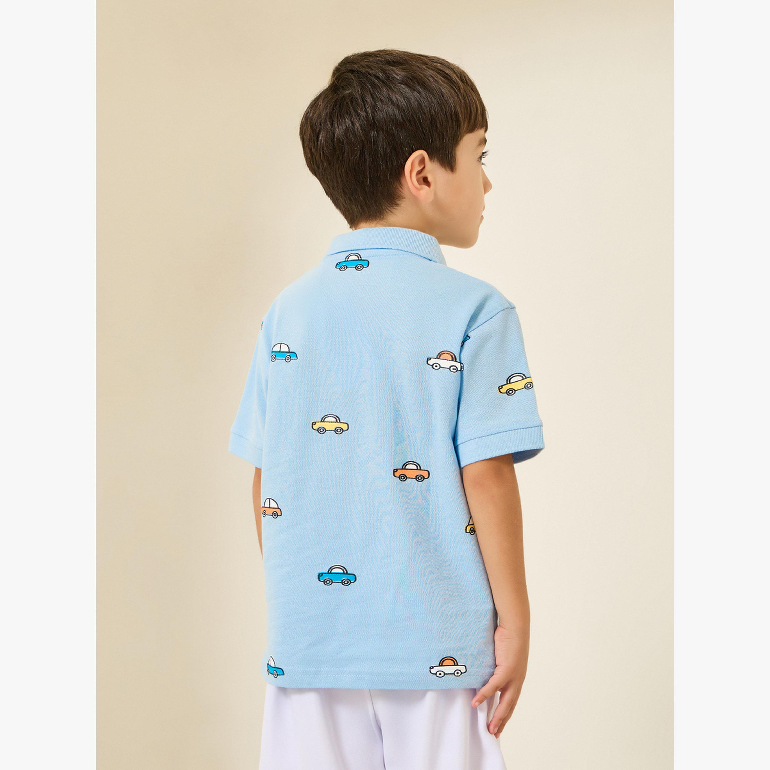 Styli Boys Blue Car Print Polo T-Shirt-boys-clothing-tshirtsandpolos-image-3