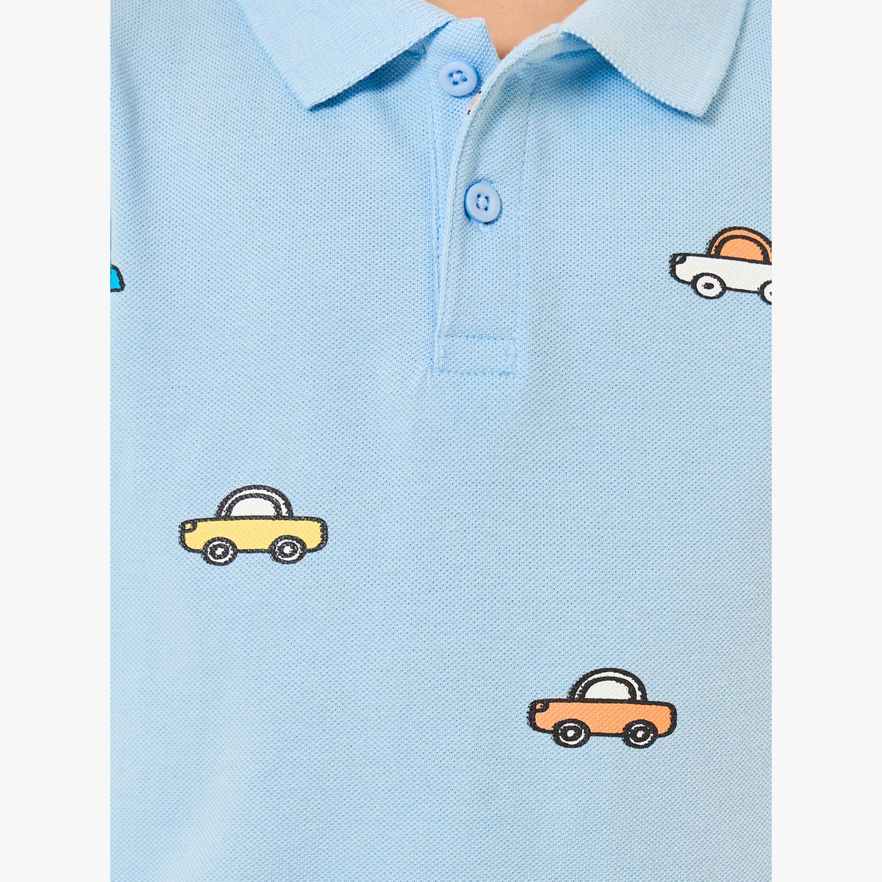 Styli Boys Blue Car Print Polo T-Shirt-boys-clothing-tshirtsandpolos-image-4