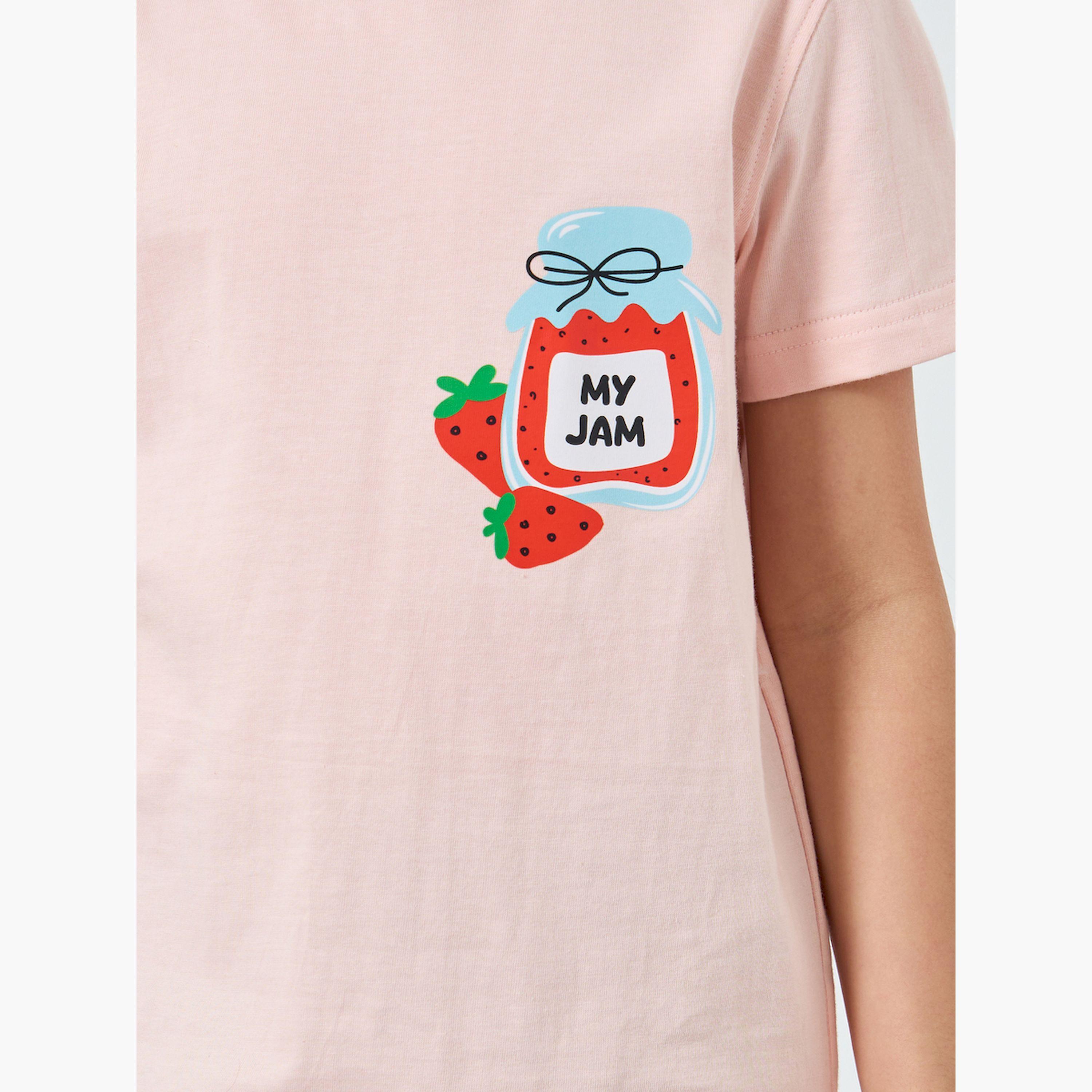 Styli Girls Pink Graphic Print Cotton T-Shirt-girls-clothing-tshirts-image-4