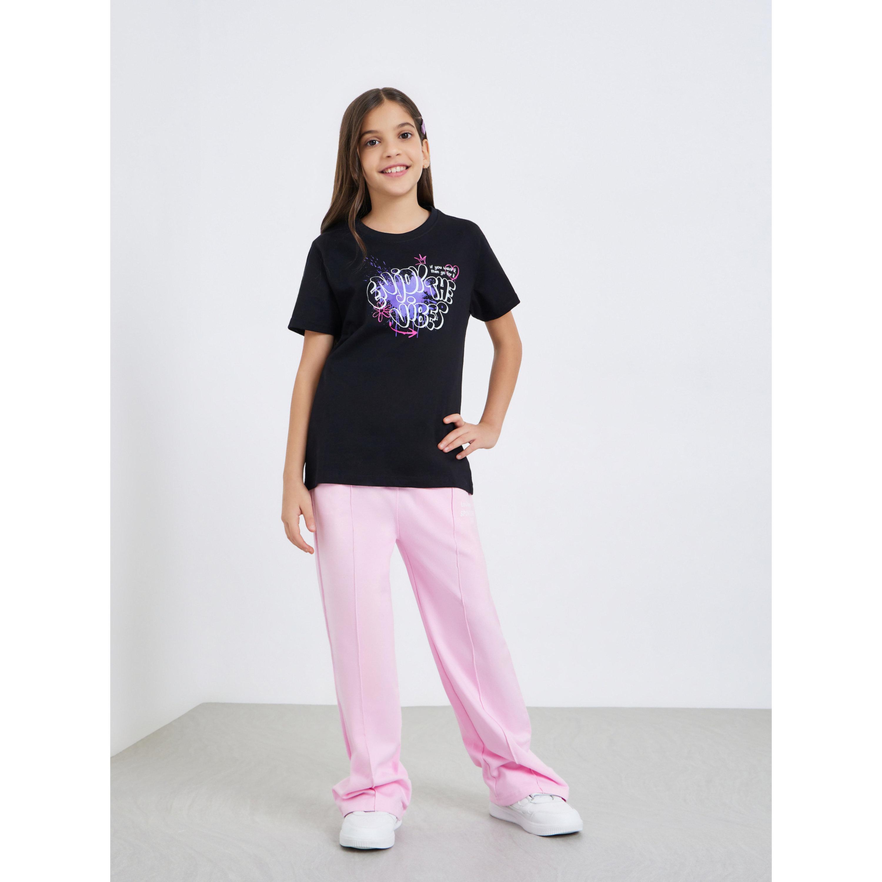 Styli Girls Black Graphic Print T-Shirt-girls-clothing-tshirts-image-2