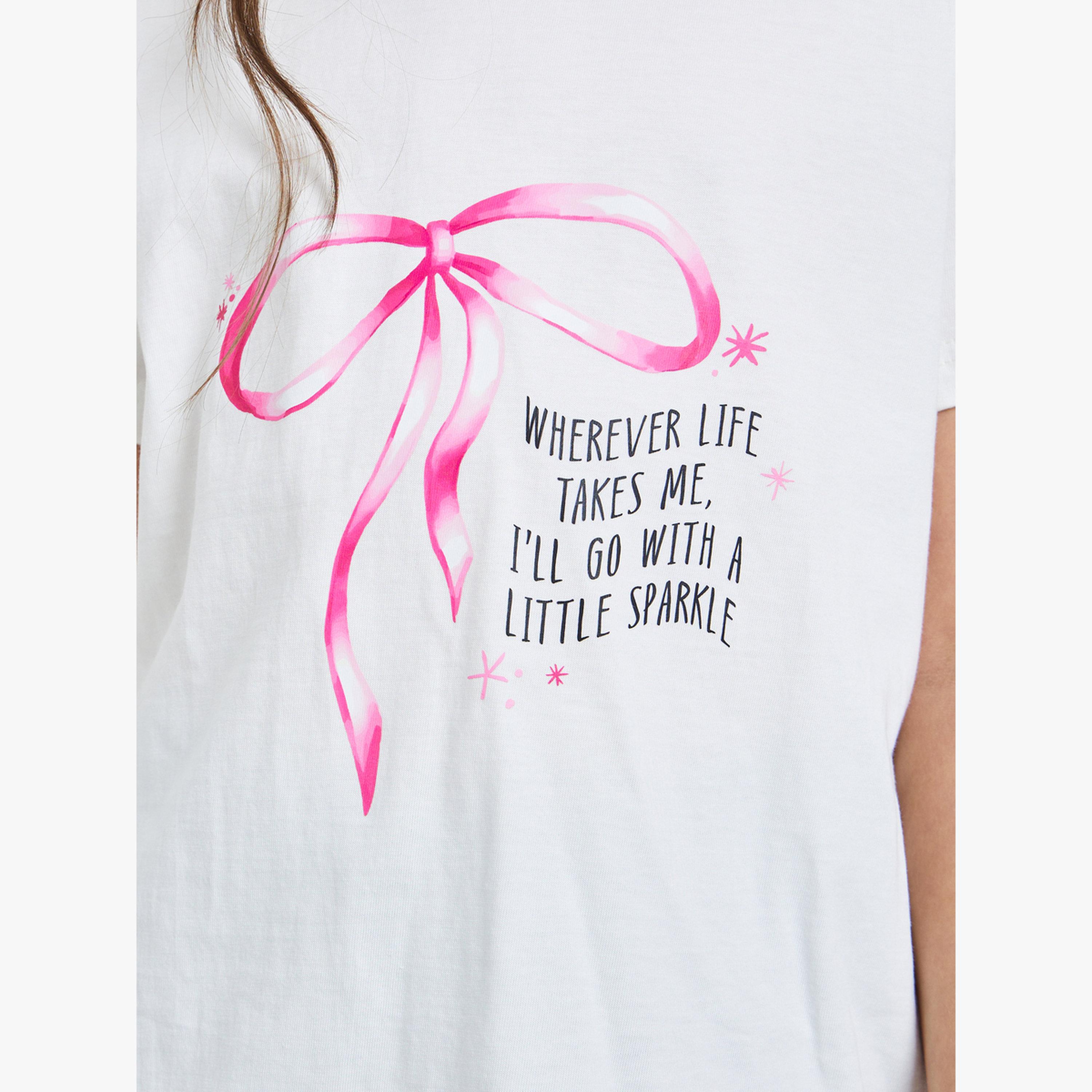 Styli Girls Off White Cotton Graphic Print T-Shirt-girls-clothing-tshirts-image-5