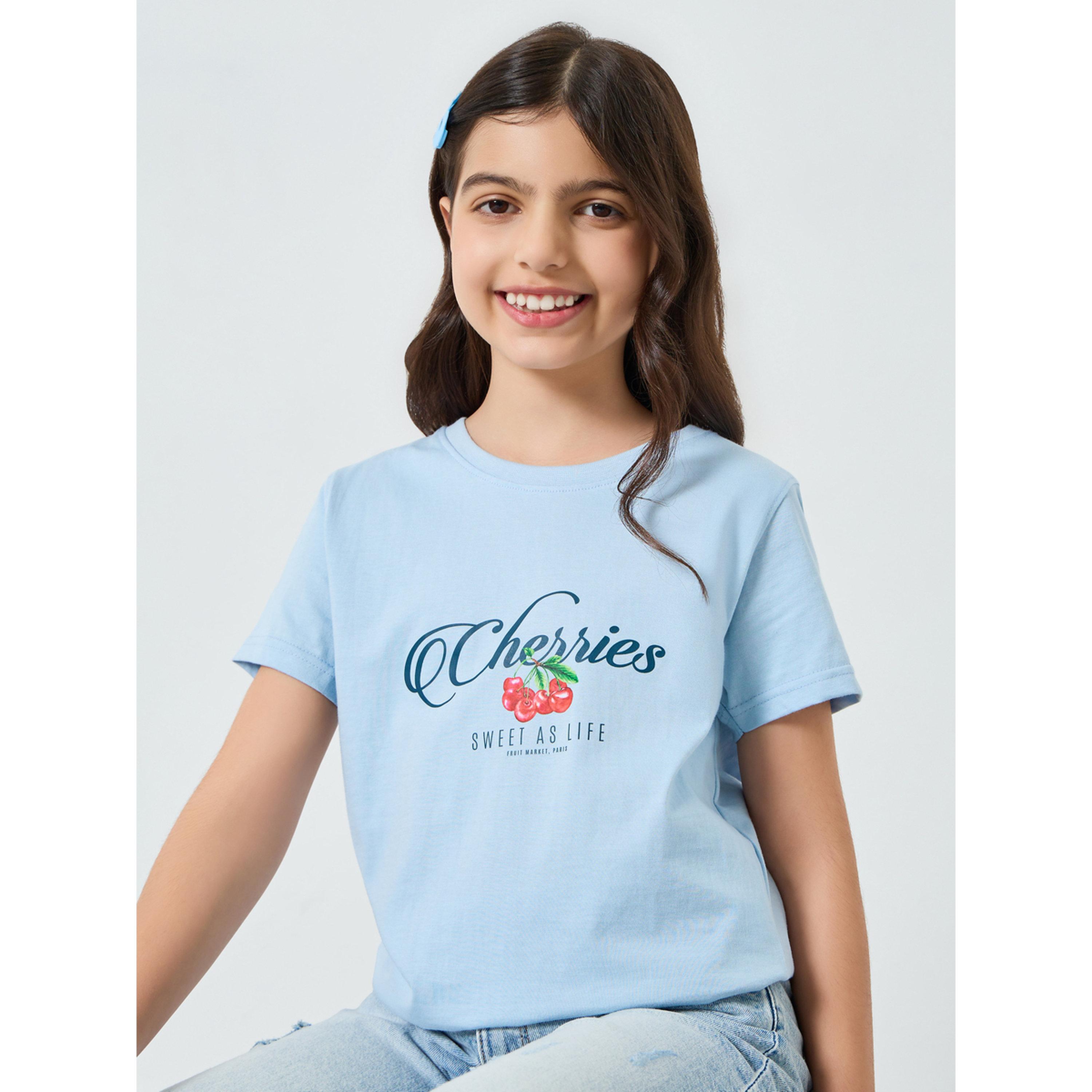 Styli Girls Blue Graphic Print T-Shirt-girls-clothing-tshirts-image-3