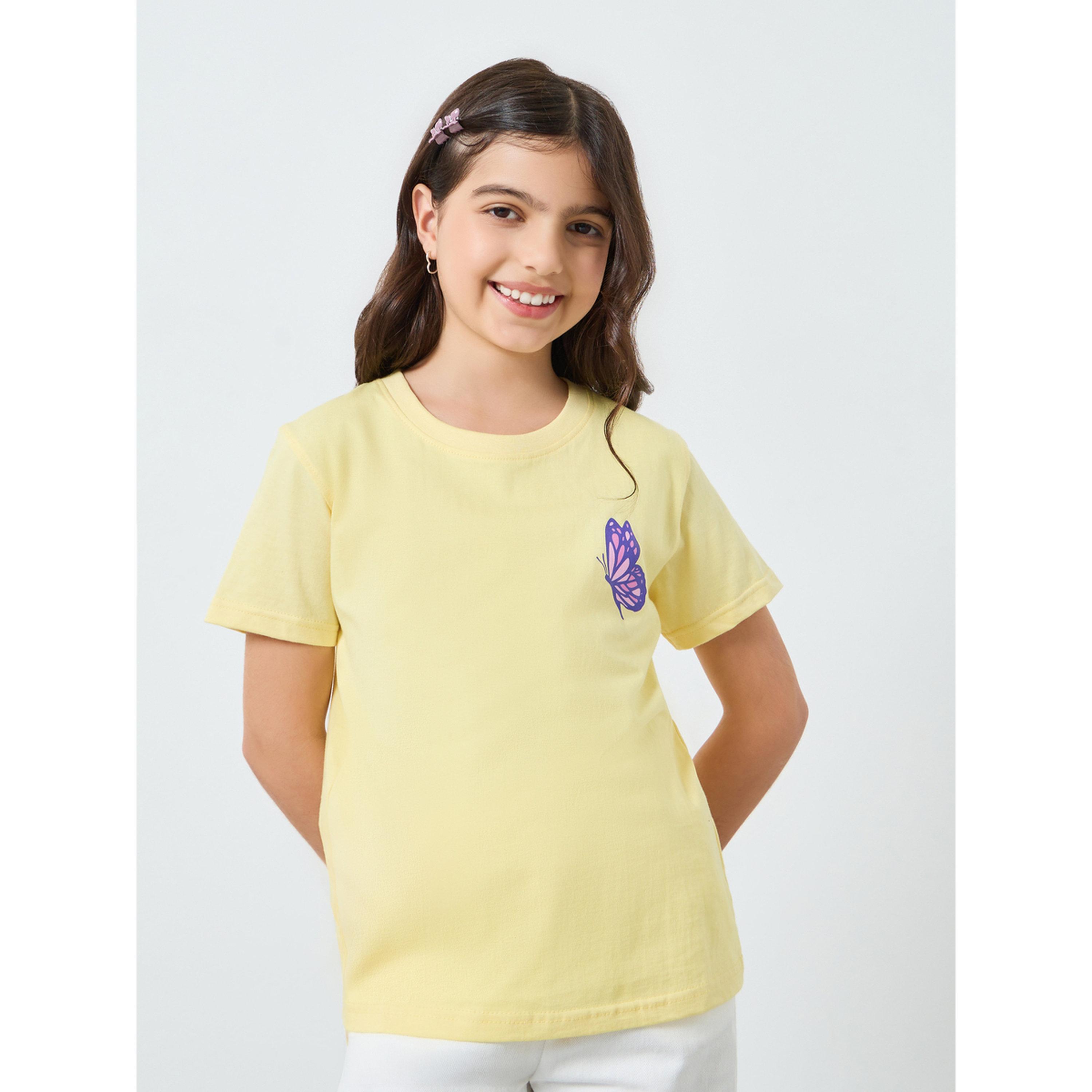Styli Girls Yellow Graphic Print T-Shirt-girls-clothing-tshirts-image-1