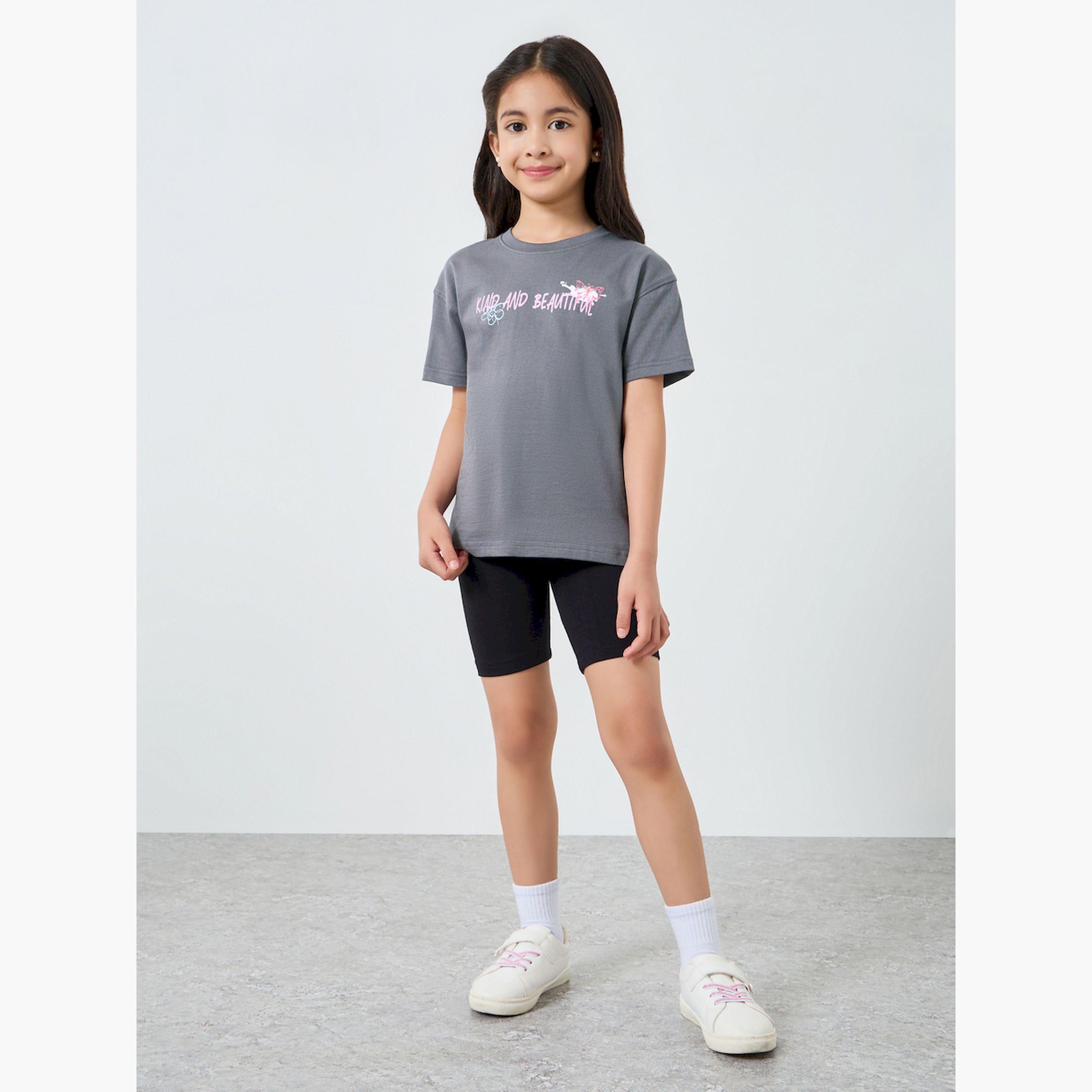 Styli Girls Grey Graphic Print Oversized Cotton T-Shirt-girls-clothing-tshirts-image-2
