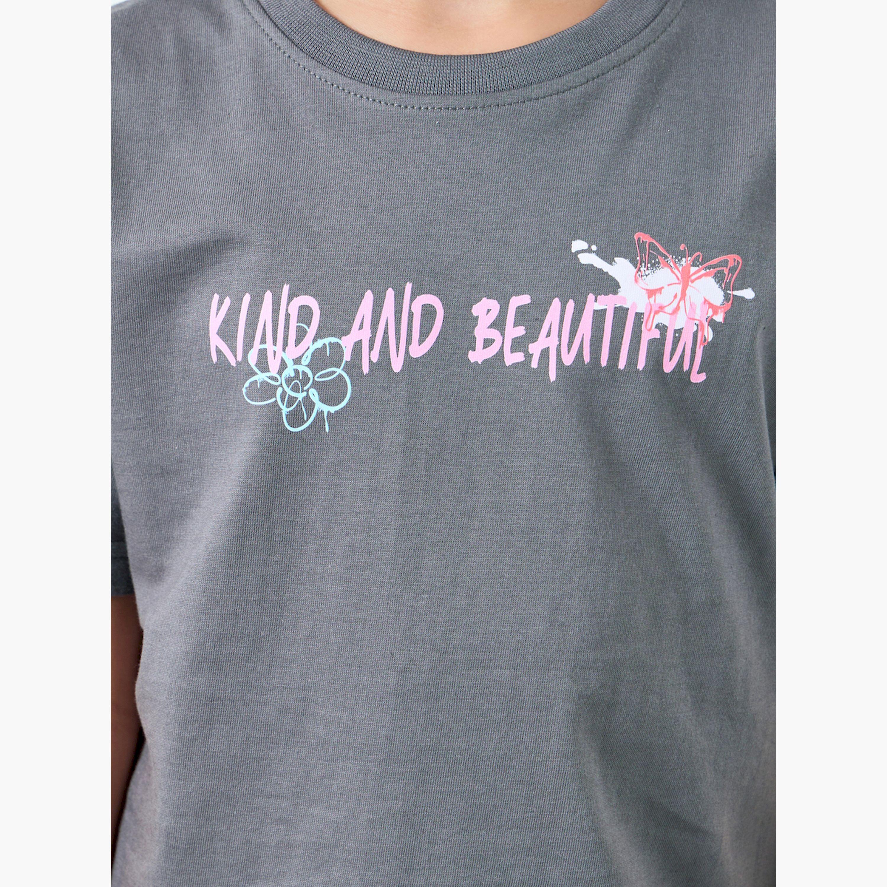Styli Girls Grey Graphic Print Oversized Cotton T-Shirt-girls-clothing-tshirts-image-4