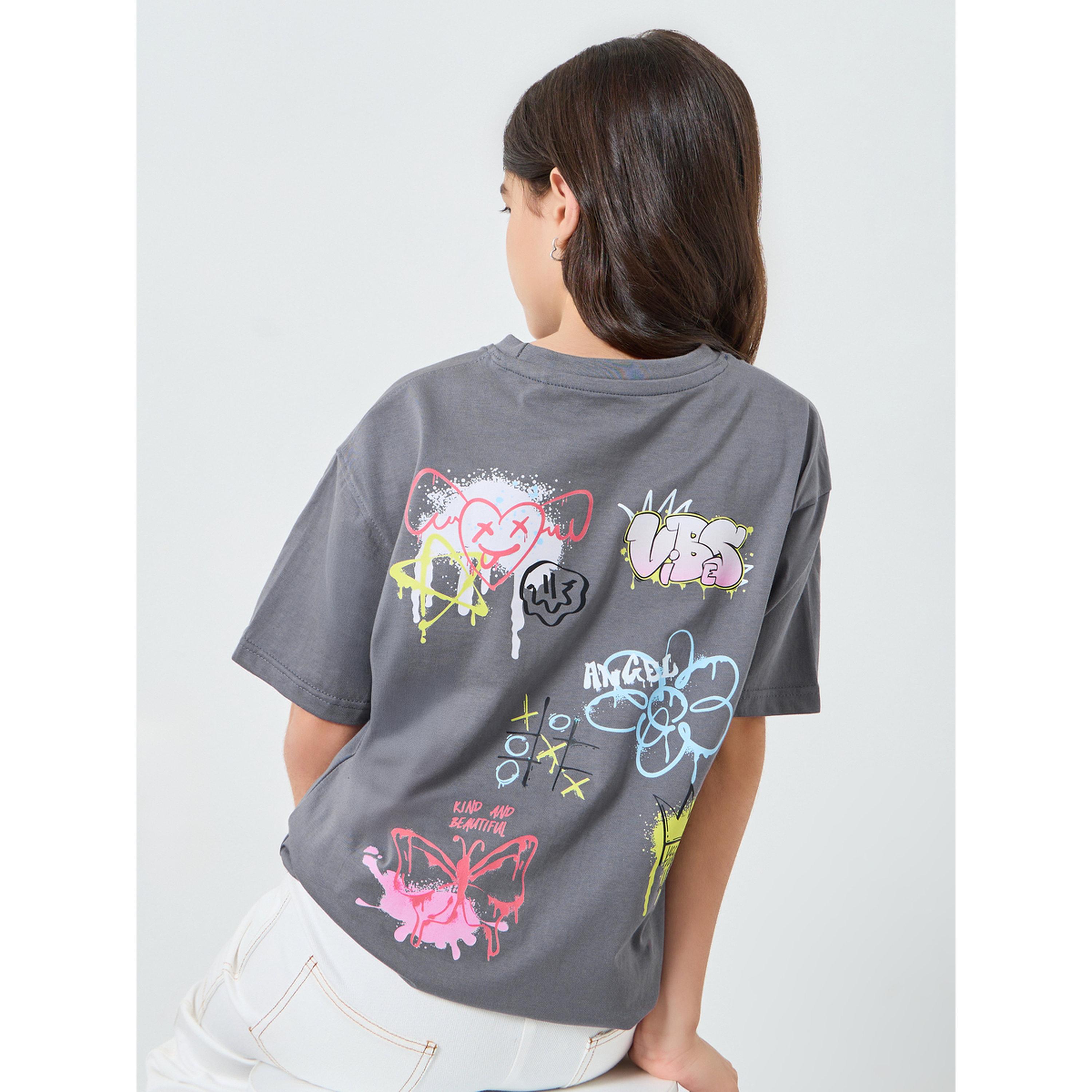 تيشيرت قطن بطبعة جرافيك للفتيات-girls-clothing-tshirts-image-3