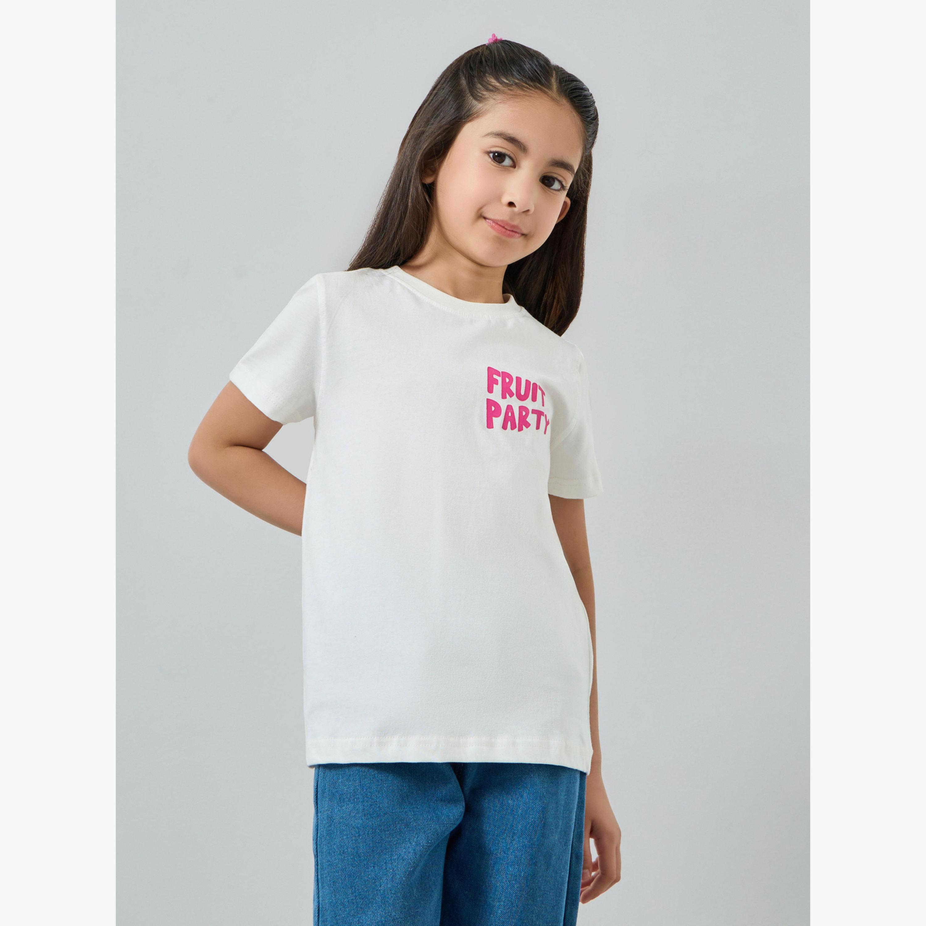 Styli Girls Off-White Fruit Party Graphic T-Shirt-girls-clothing-tshirts-image-1
