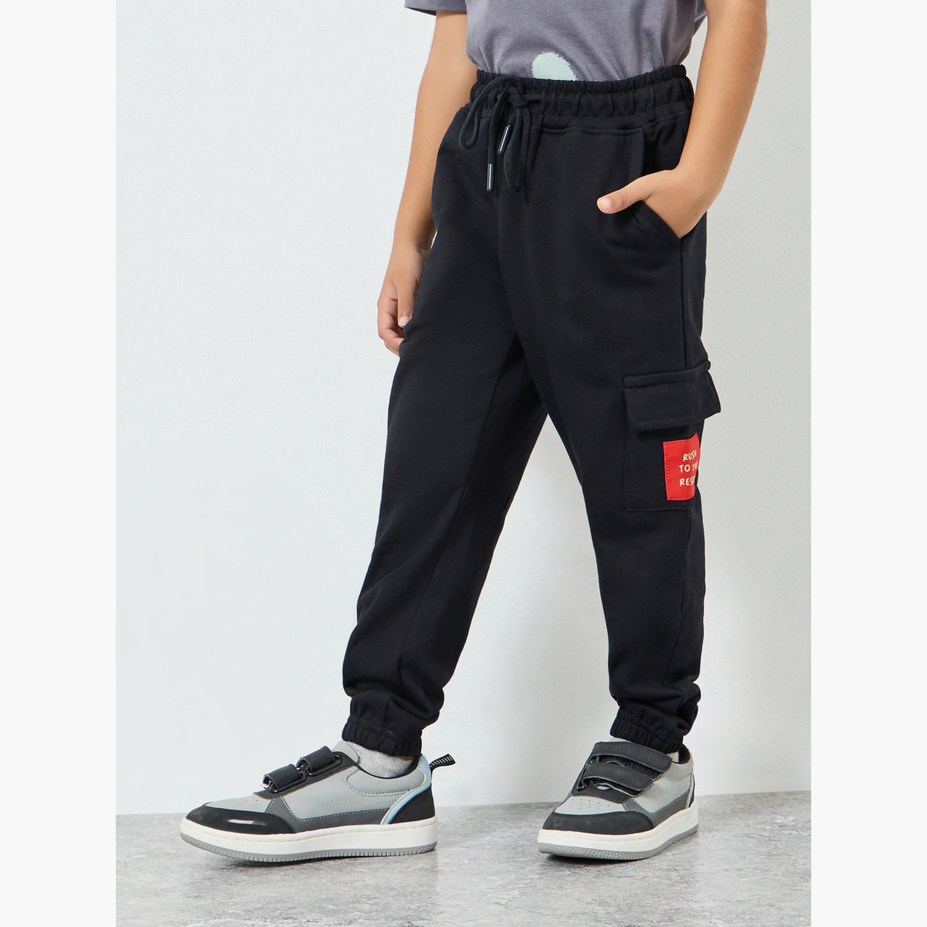 Styli Boys Cargo Pocket Joggers with Badge Detail-boys-clothing-bottoms-joggersandtrackpants-image-1