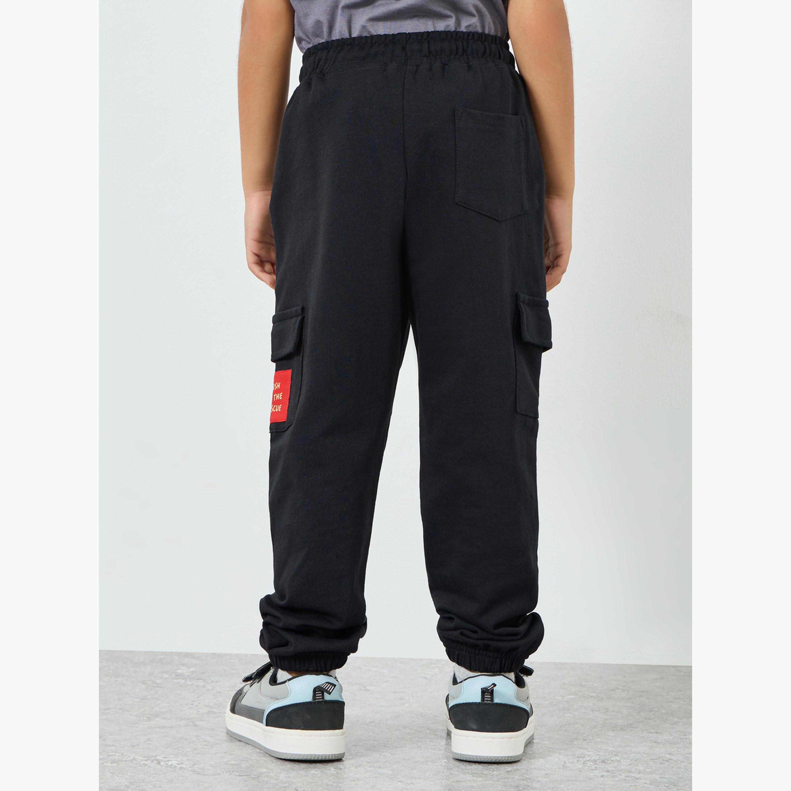 Styli Boys Cargo Pocket Joggers with Badge Detail-boys-clothing-bottoms-joggersandtrackpants-image-3