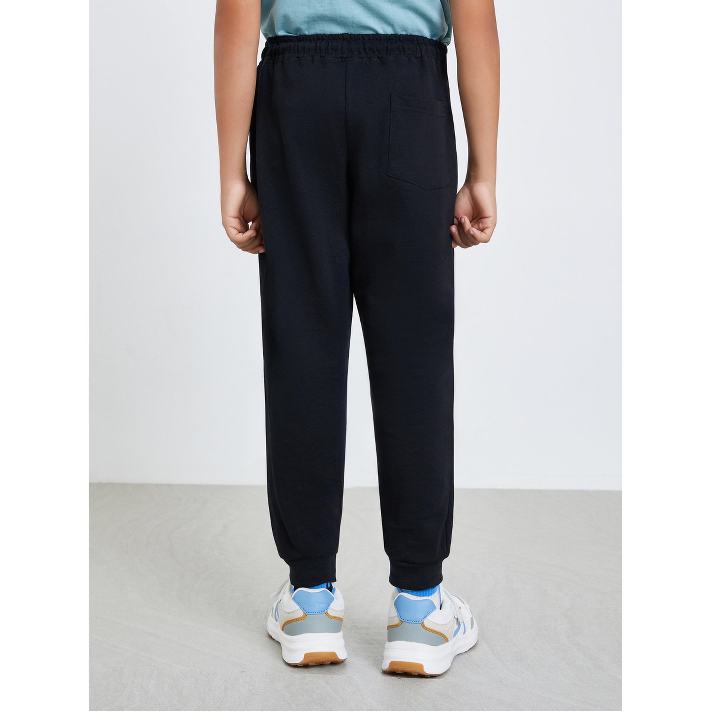 Styli Boys Black Cotton Joggers with Zipper Pocket-boys-clothing-bottoms-joggersandtrackpants-image-4