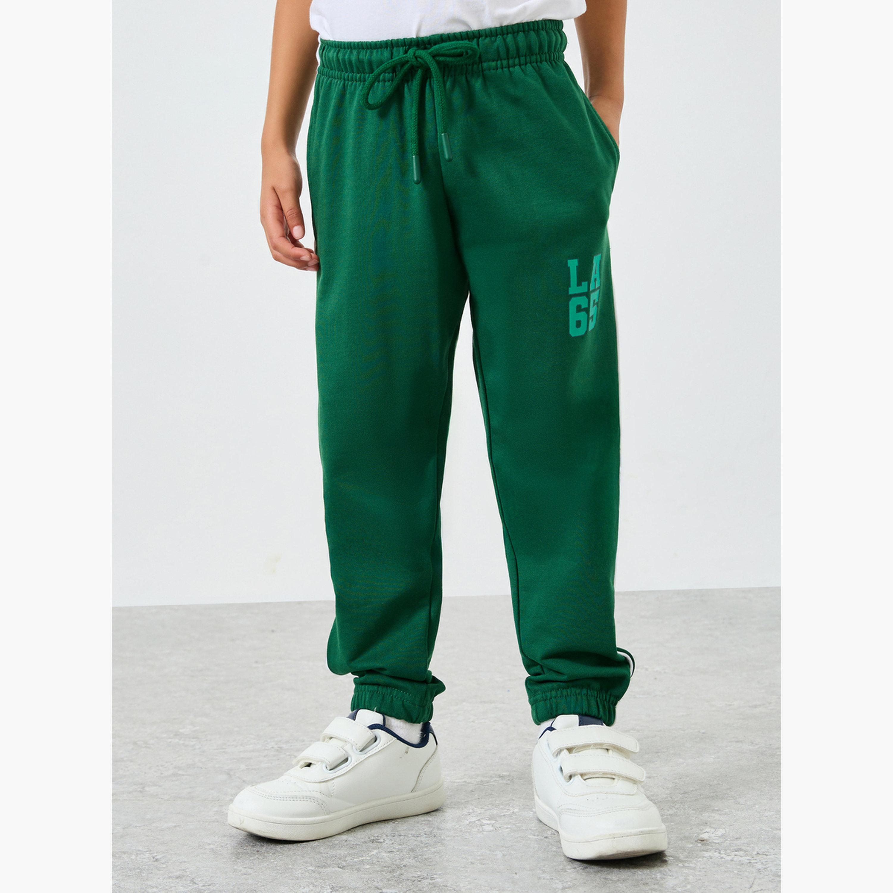 Styli Kids Green Cotton Joggers-boys-clothing-bottoms-joggersandtrackpants-image-1