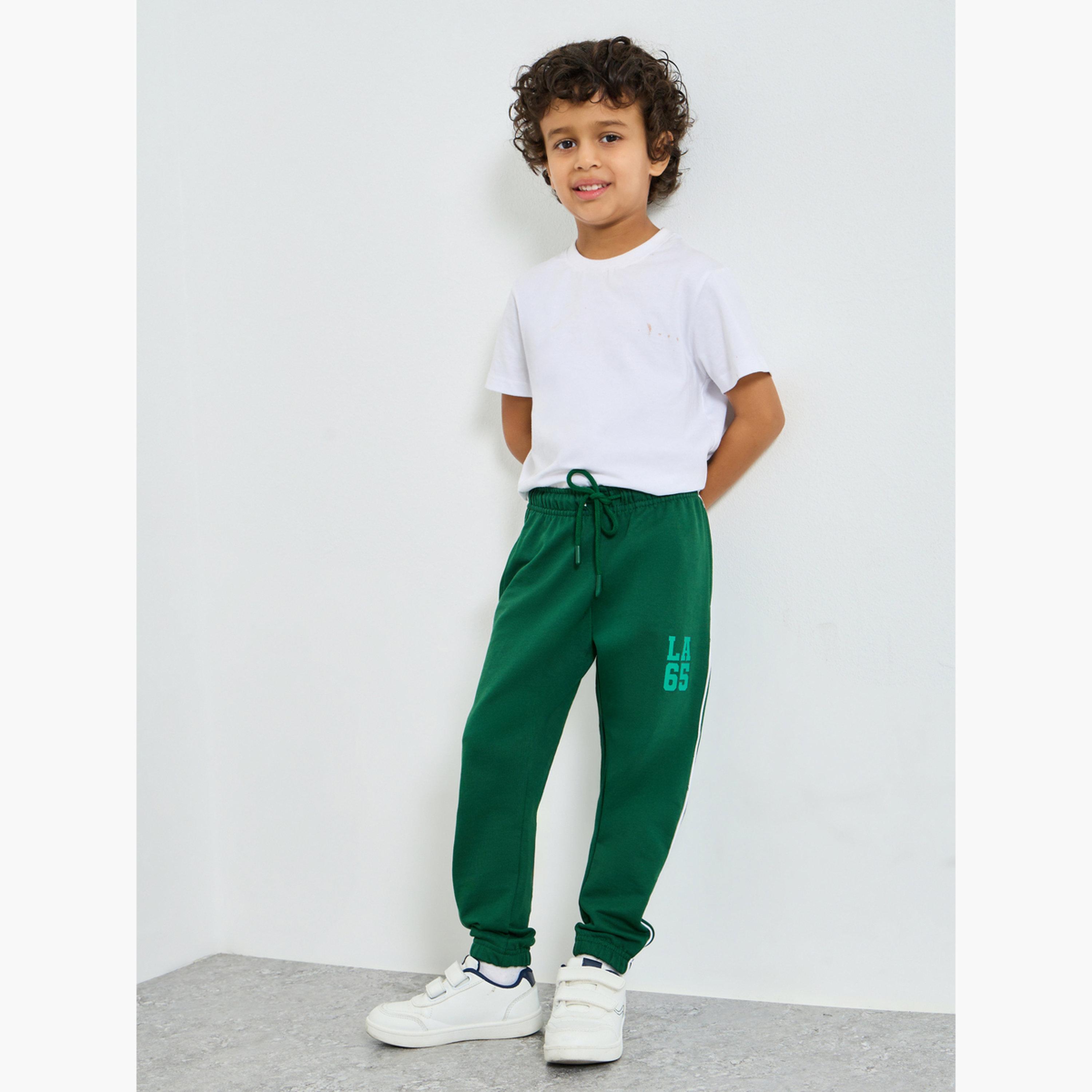 Styli Kids Green Cotton Joggers-boys-clothing-bottoms-joggersandtrackpants-image-2