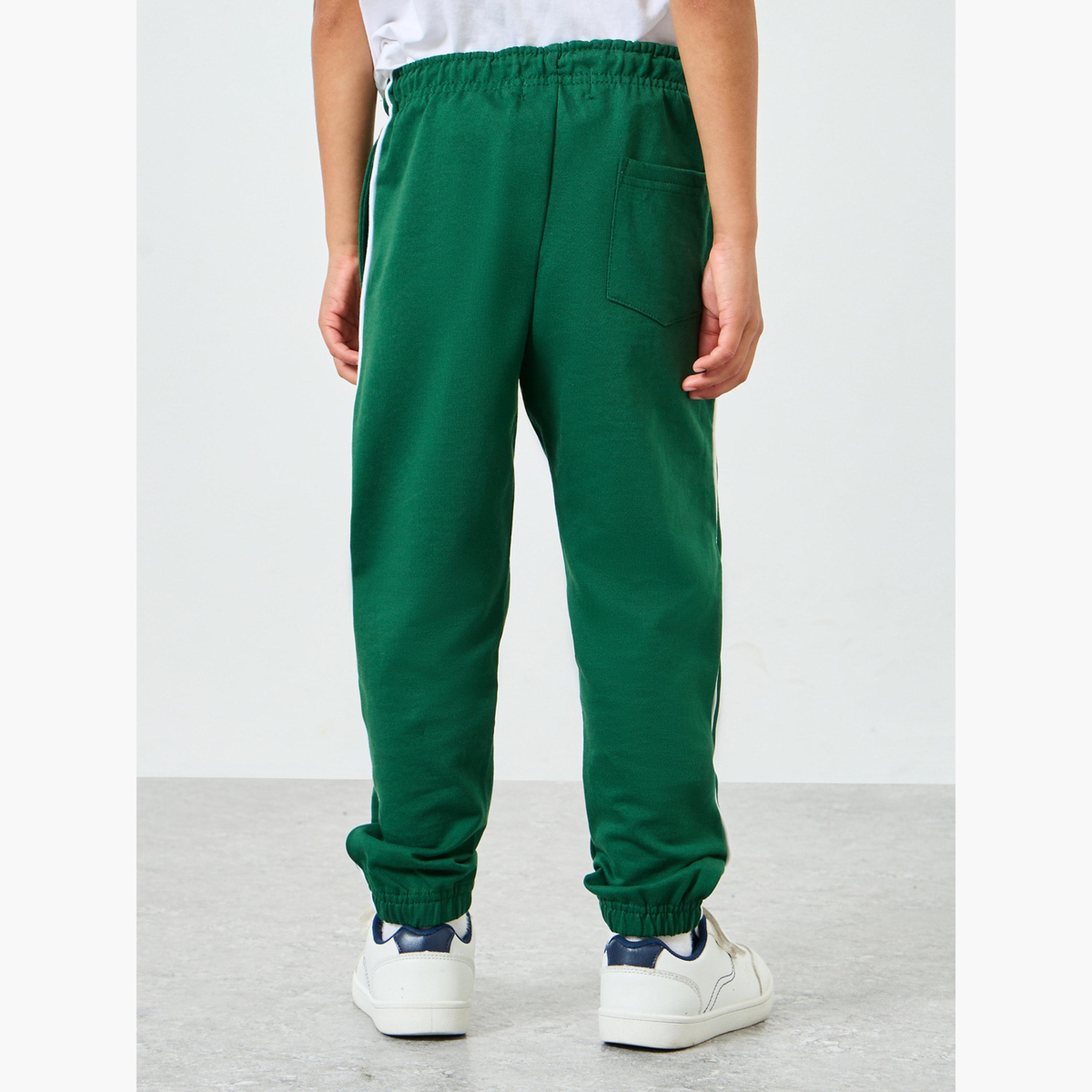 Styli Kids Green Cotton Joggers-boys-clothing-bottoms-joggersandtrackpants-image-3