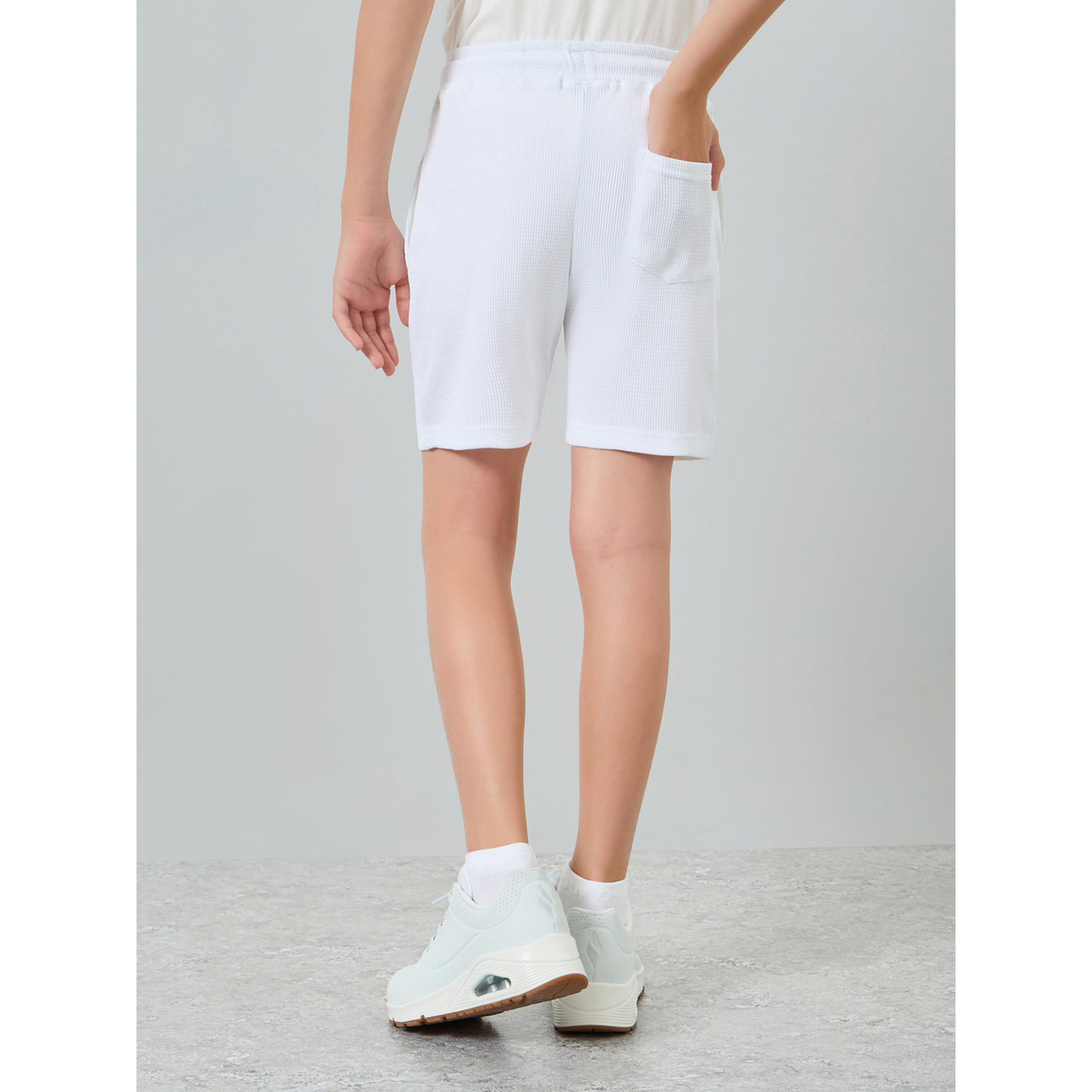 Styli Kids Off White Cotton Knit Shorts-boys-clothing-bottoms-shorts-image-4