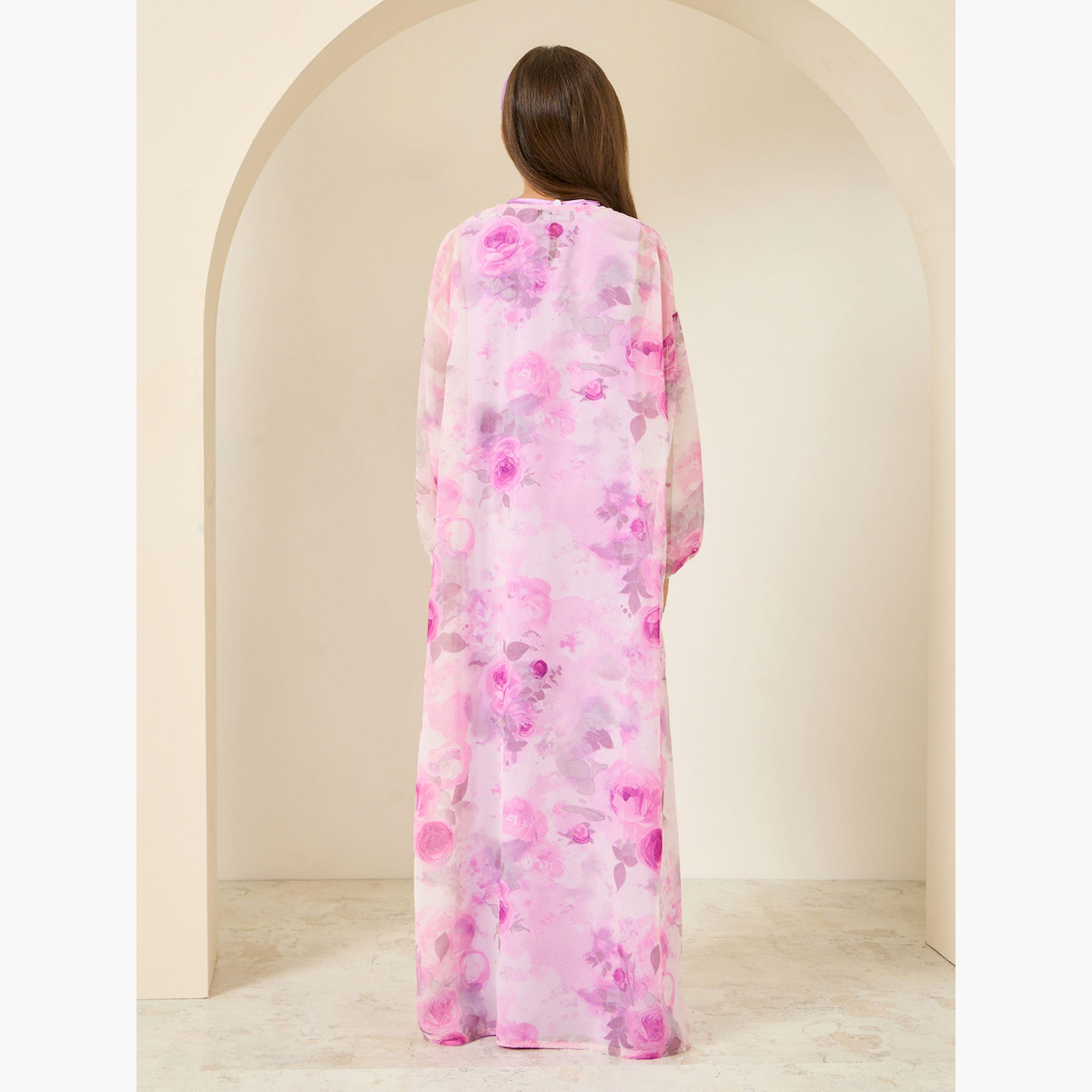 عباية بناتي مطبوعة مع فستان داخلي-girls-clothing-dressesandjumpsuits-image-4