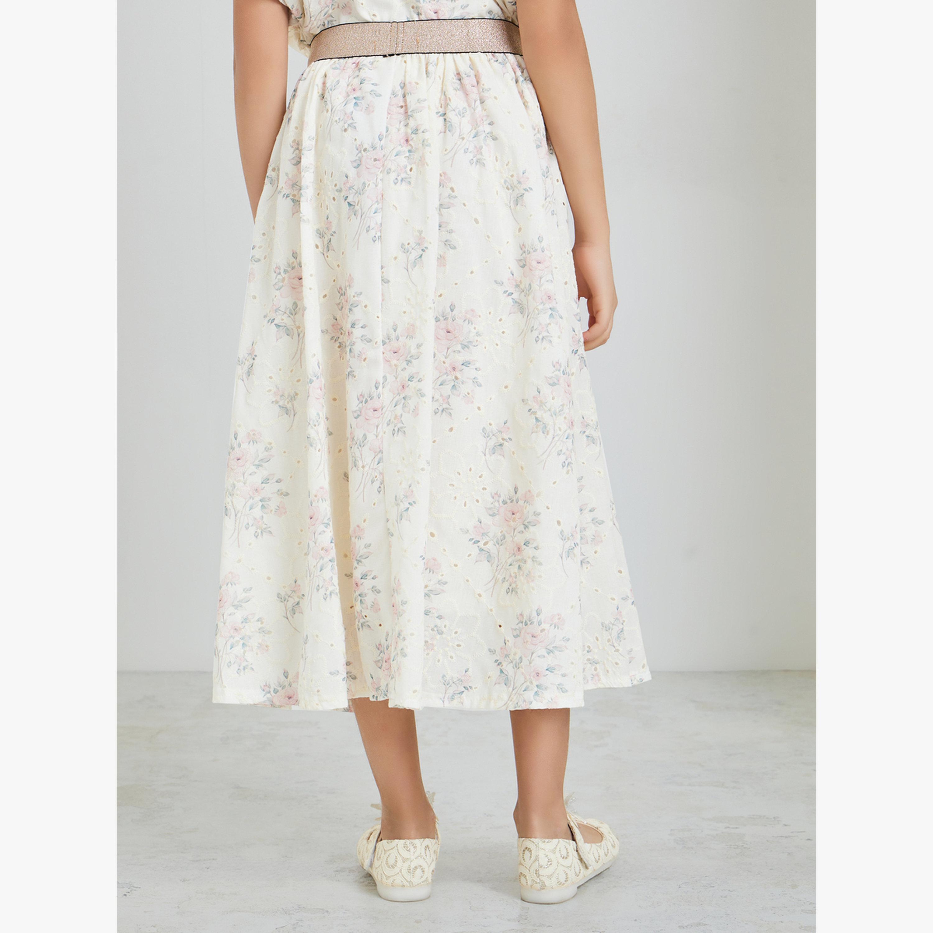 Styli Girls Cream Embroidered Schiffli Skirt-girls-clothing-bottoms-skirts-image-4