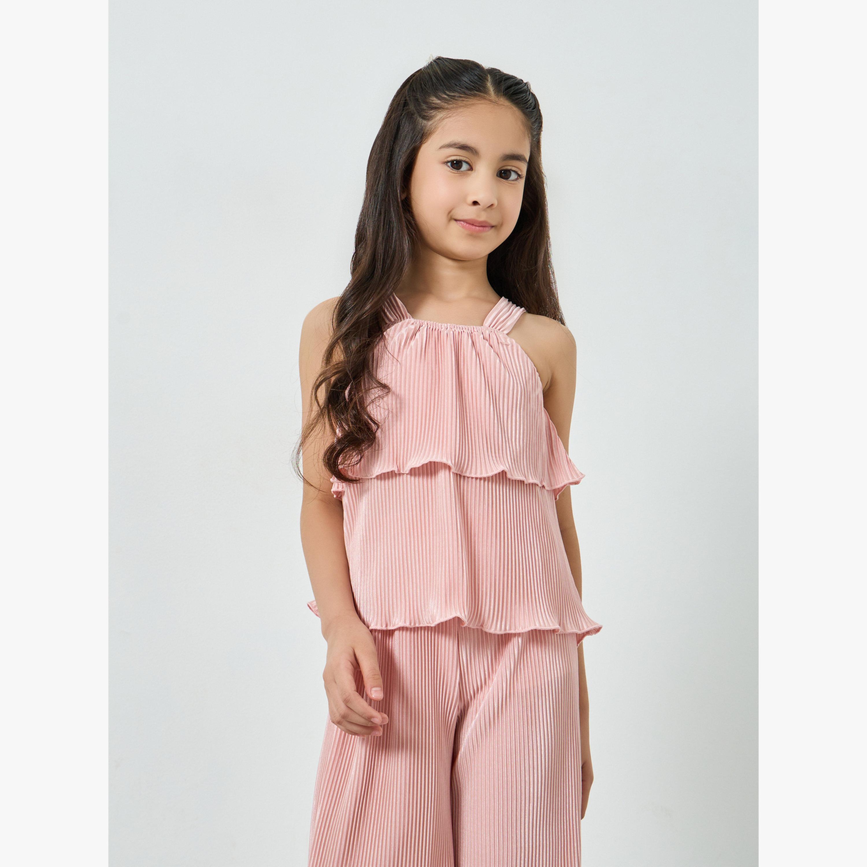 مجموعة من بنطال وبلوزة بحمالات وكسرات-girls-clothing-setsandcoords-image-2