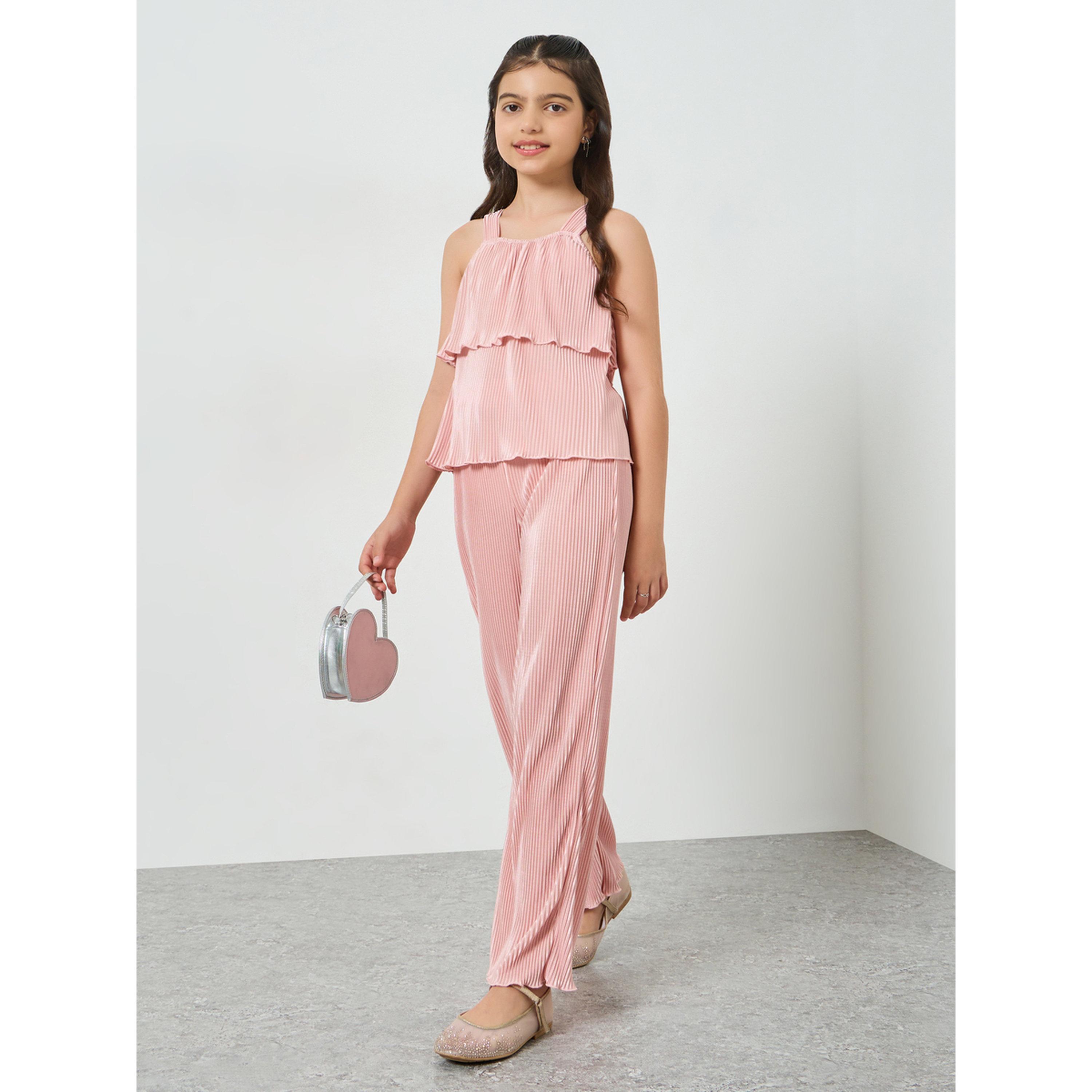 ستايلي - طقم توب بحمالات وبنطلون واسع للفتيات المراهقات-girls-clothing-setsandcoords-image-1