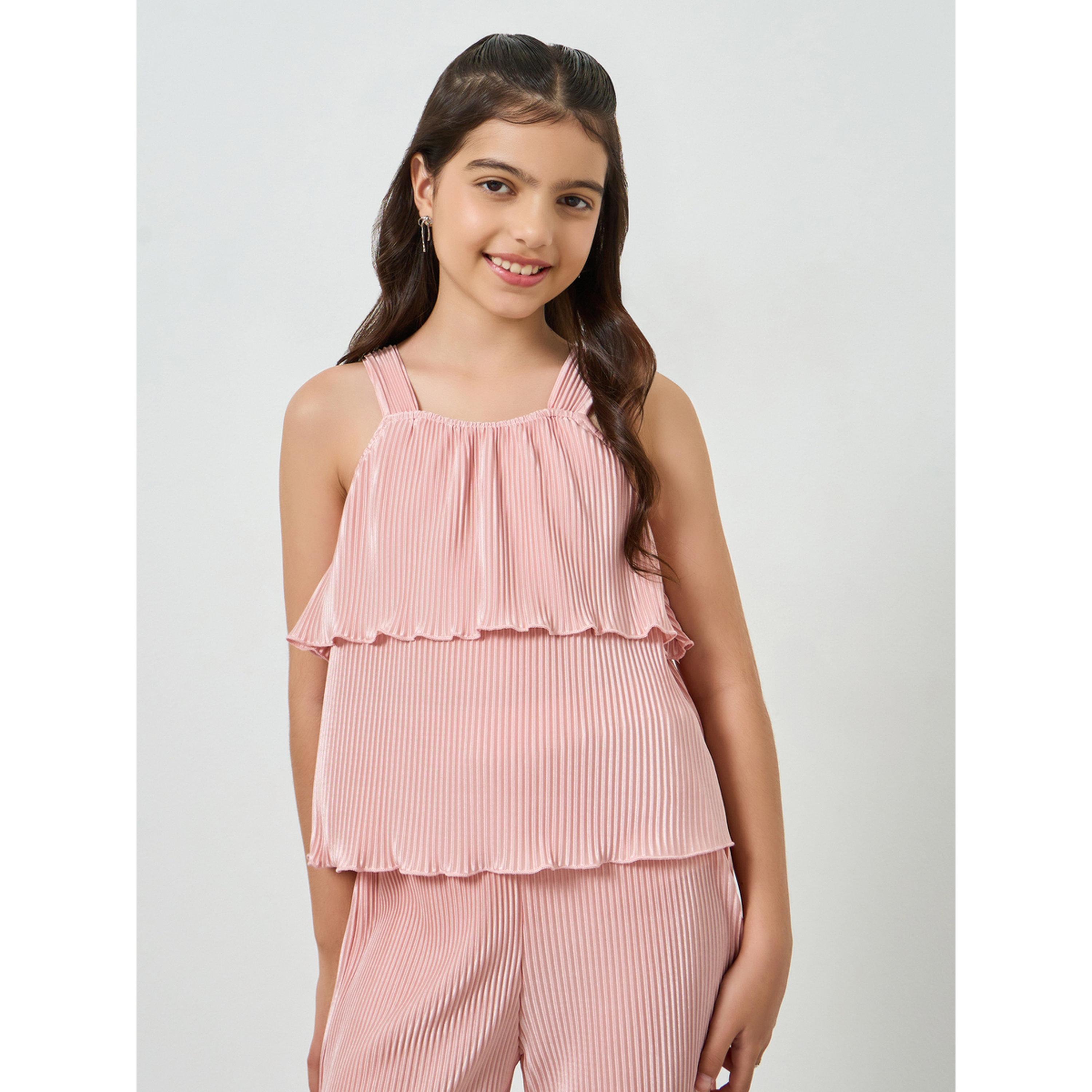 ستايلي - طقم توب بحمالات وبنطلون واسع للفتيات المراهقات-girls-clothing-setsandcoords-image-2