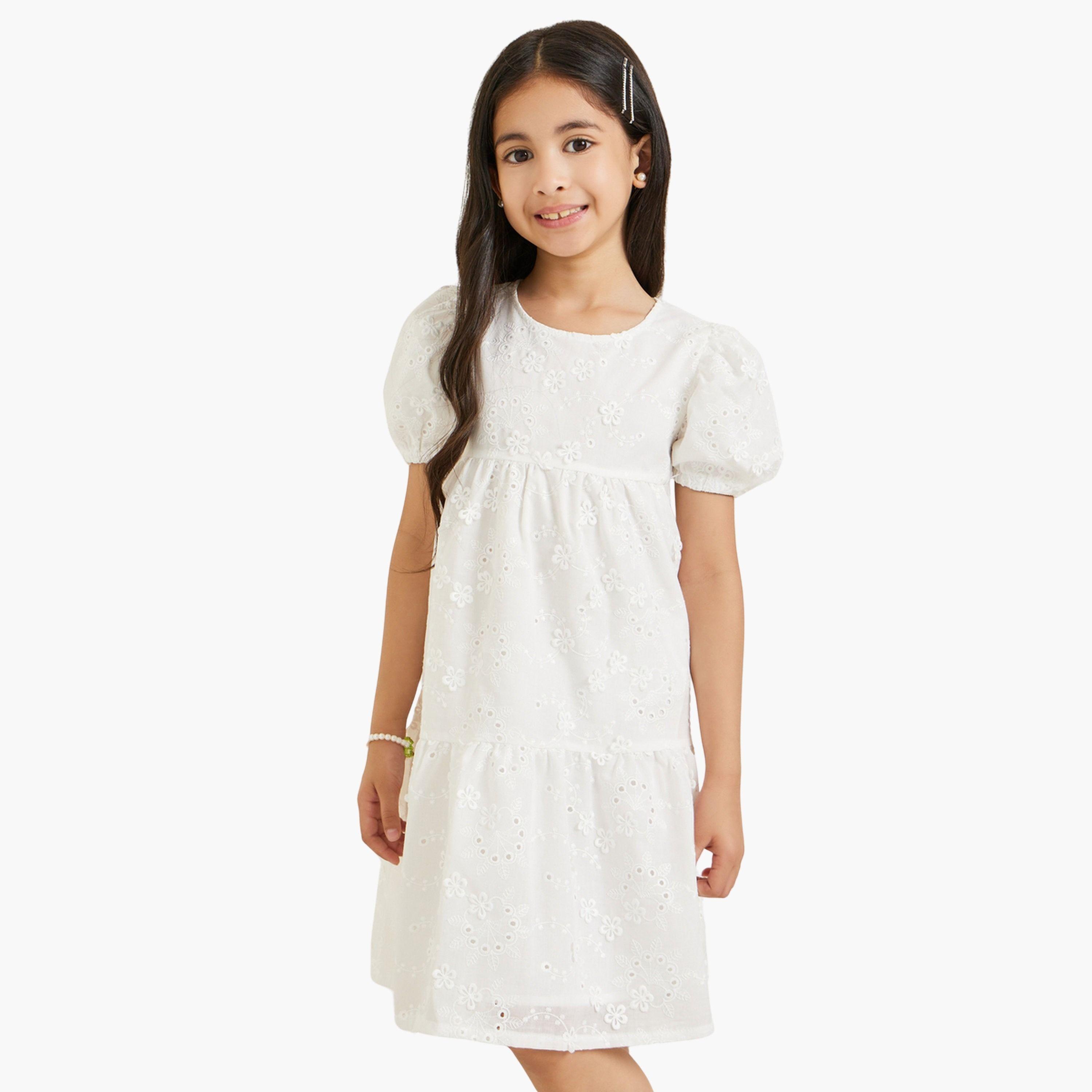 فستان بأكمام منفوخة وطبعة أزهار-girls-clothing-dressesandjumpsuits-image-1