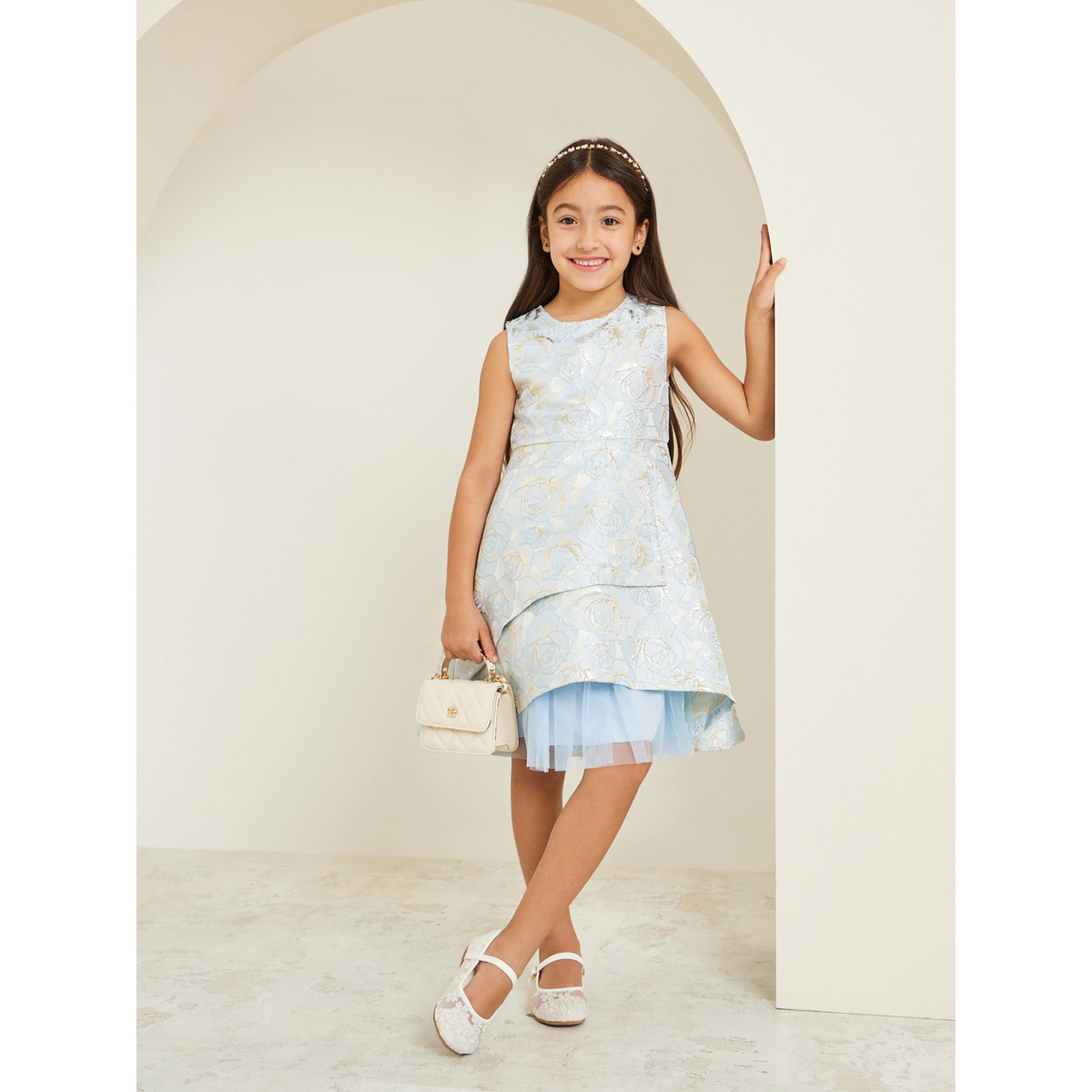 فستان بلا أكمام من جاكار الأزهار-girls-clothing-dressesandjumpsuits-image-2