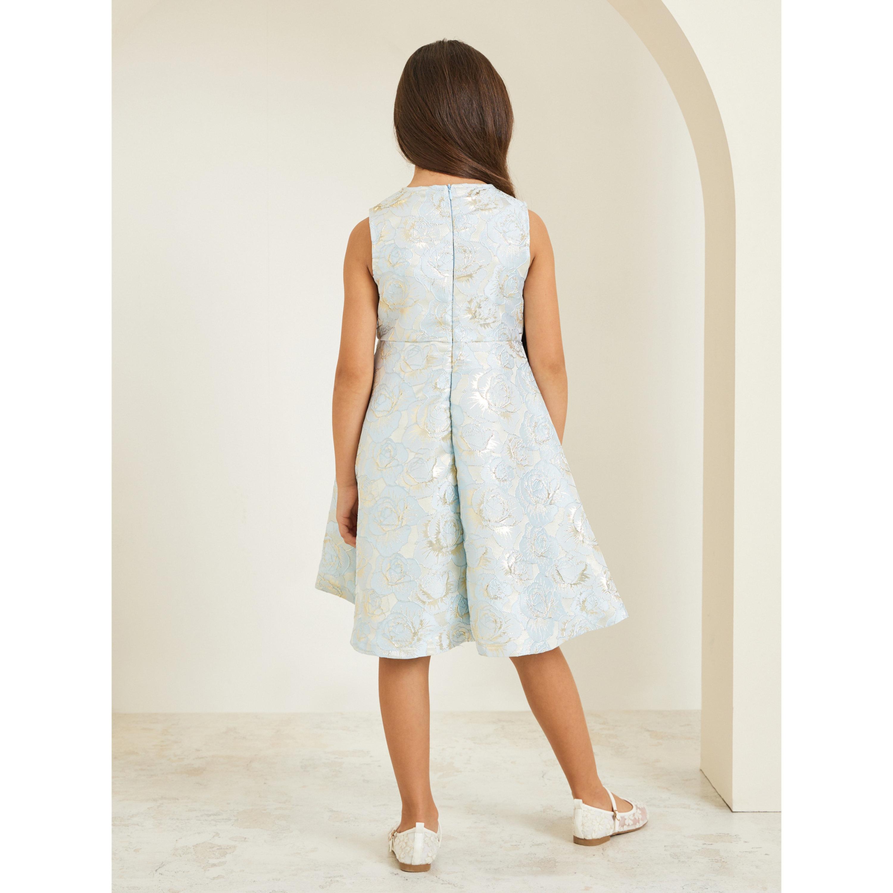 فستان بلا أكمام من جاكار الأزهار-girls-clothing-dressesandjumpsuits-image-4