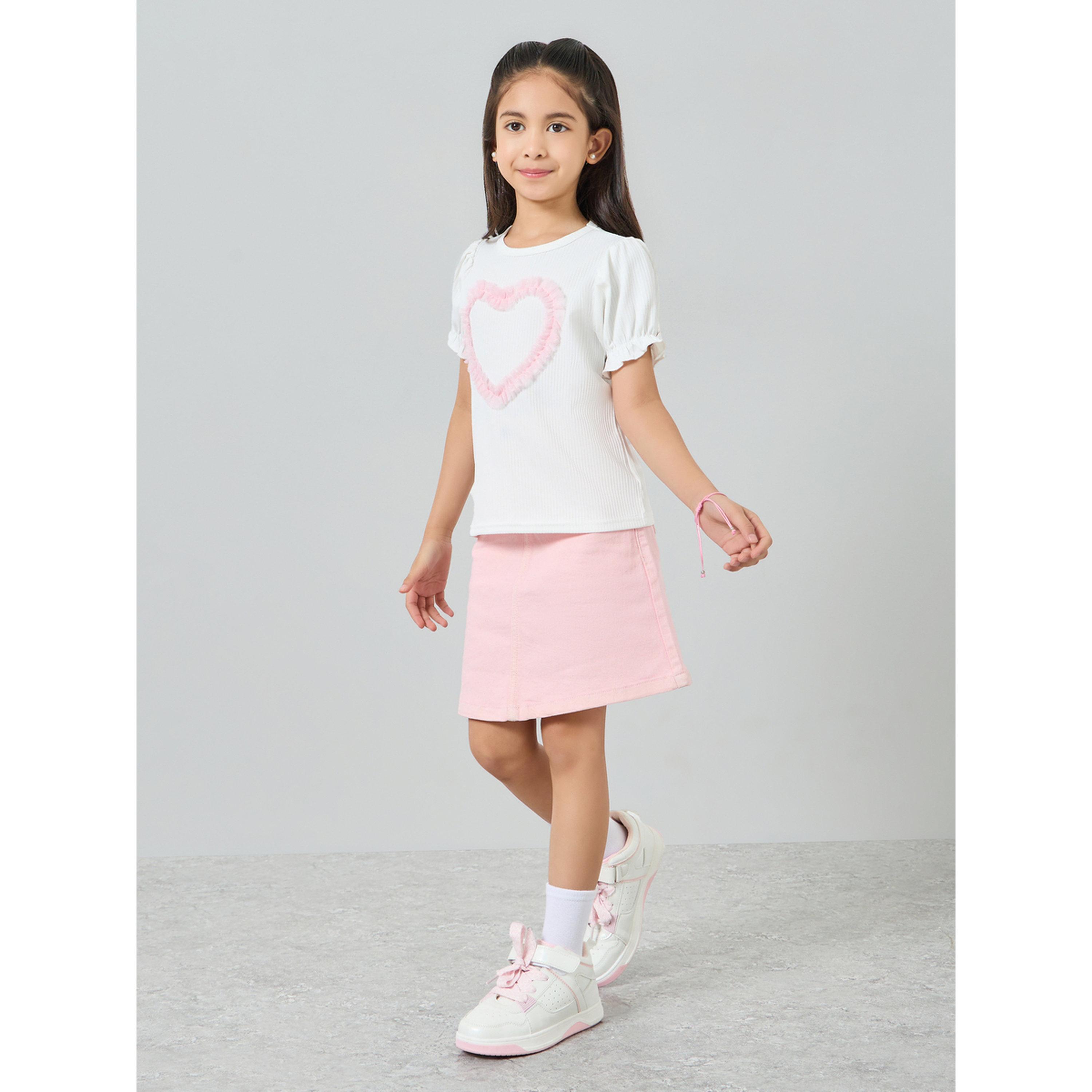 تيشيرت بأكمام منفوخة وتفاصيل قلب-girls-clothing-tshirts-image-2