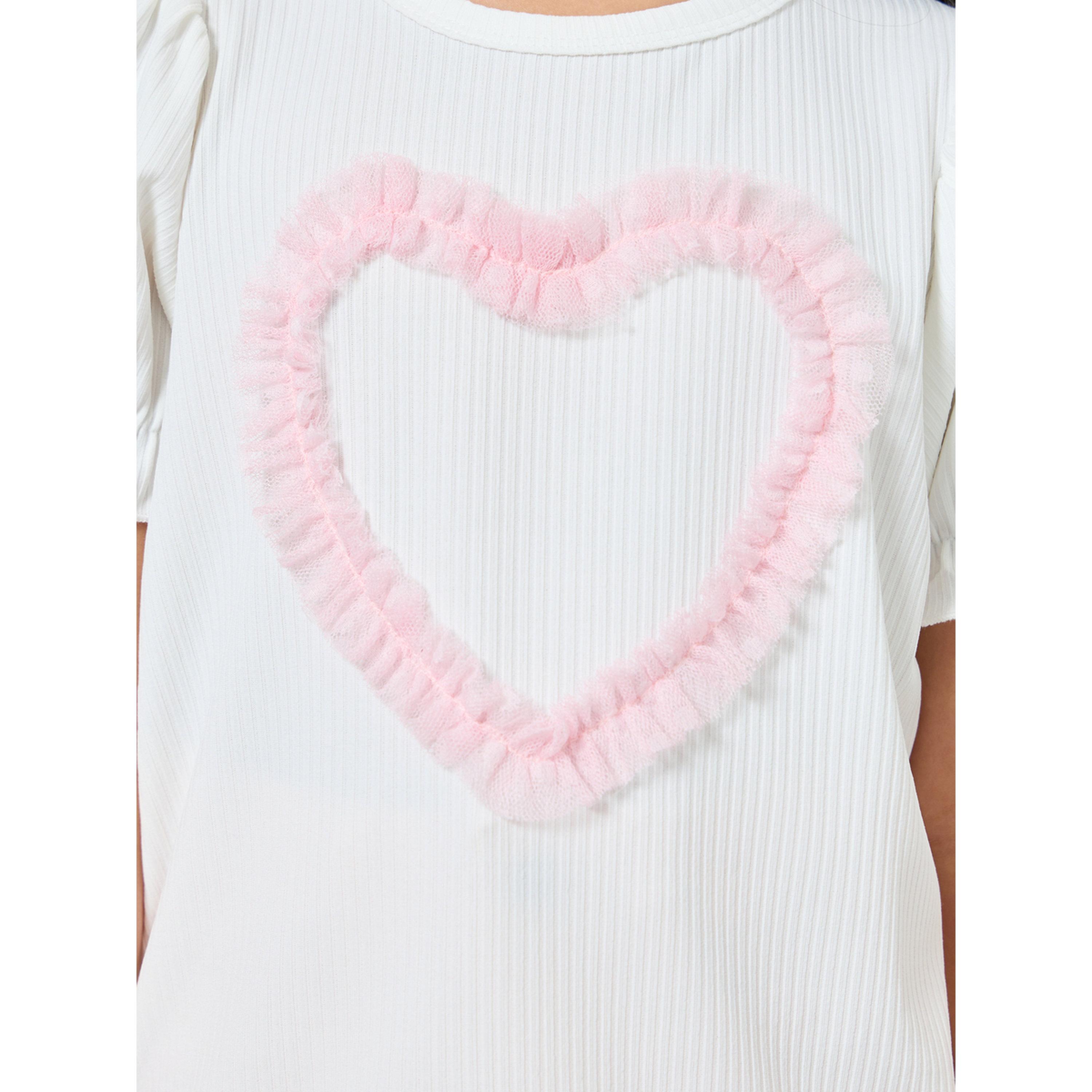 تيشيرت بأكمام منفوخة وتفاصيل قلب-girls-clothing-tshirts-image-4