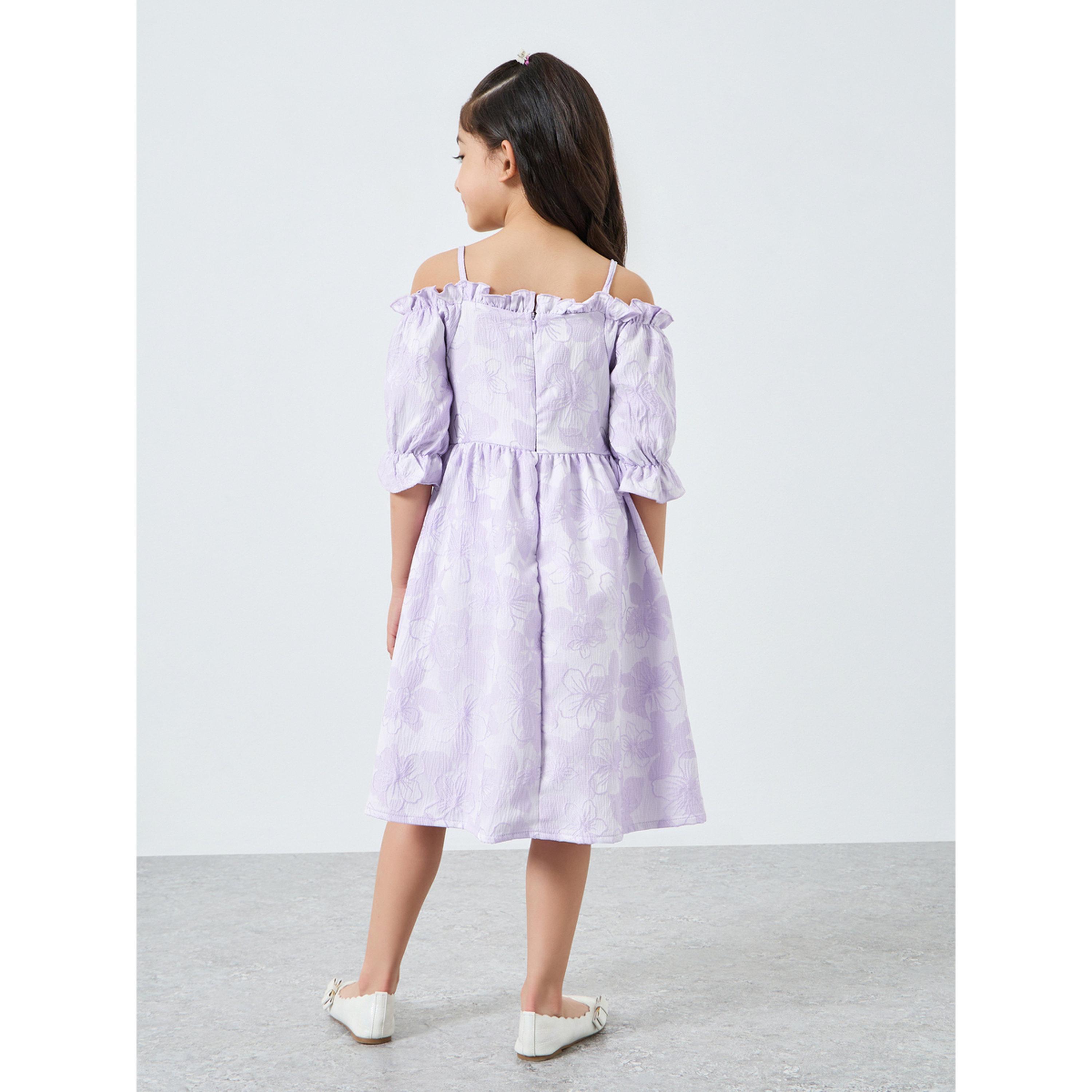 فستان بحافة واسعة بنقشة زهور-girls-clothing-dressesandjumpsuits-image-4