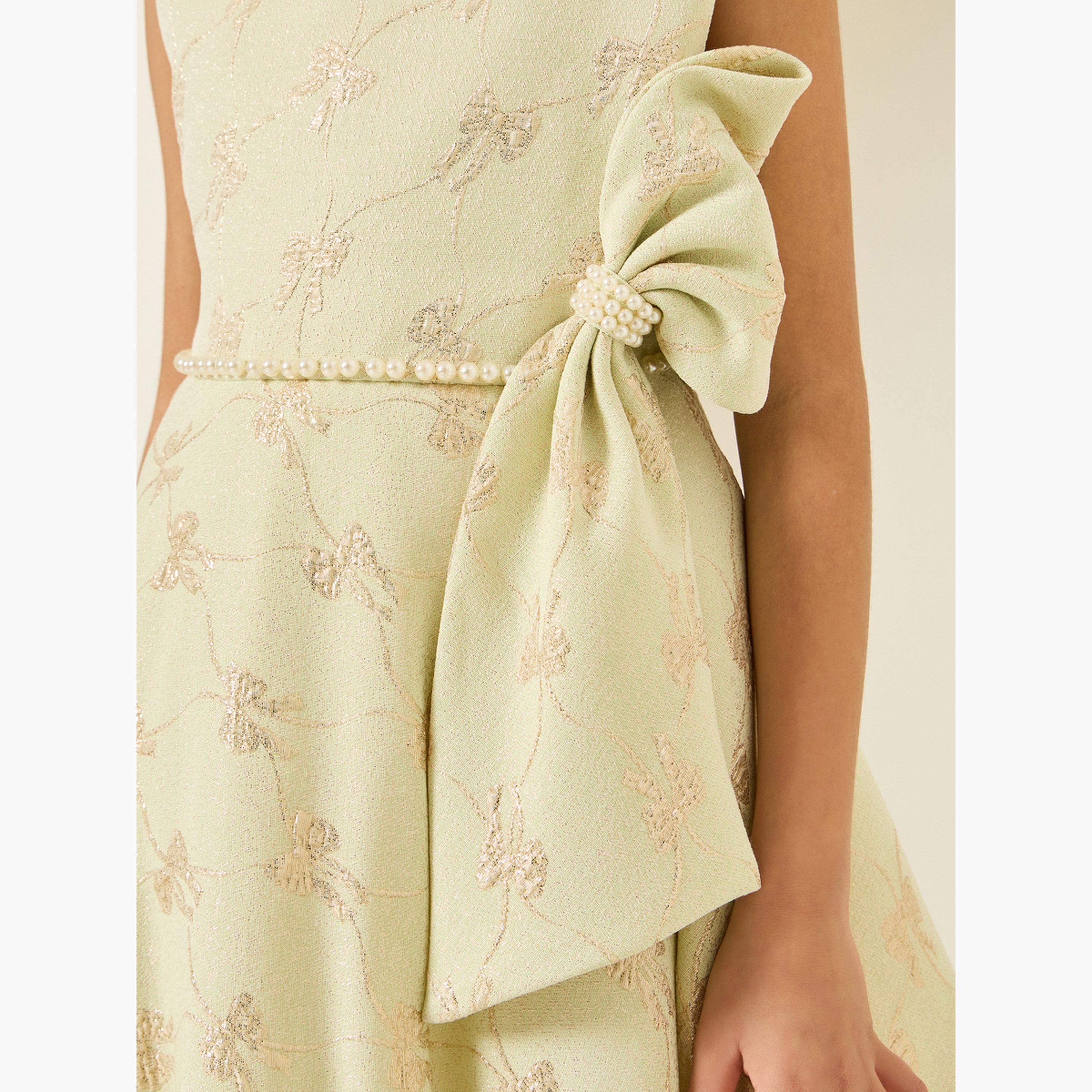 فستان جاكار بلا أكمام وبتفاصيل عقدة-girls-clothing-dressesandjumpsuits-image-4