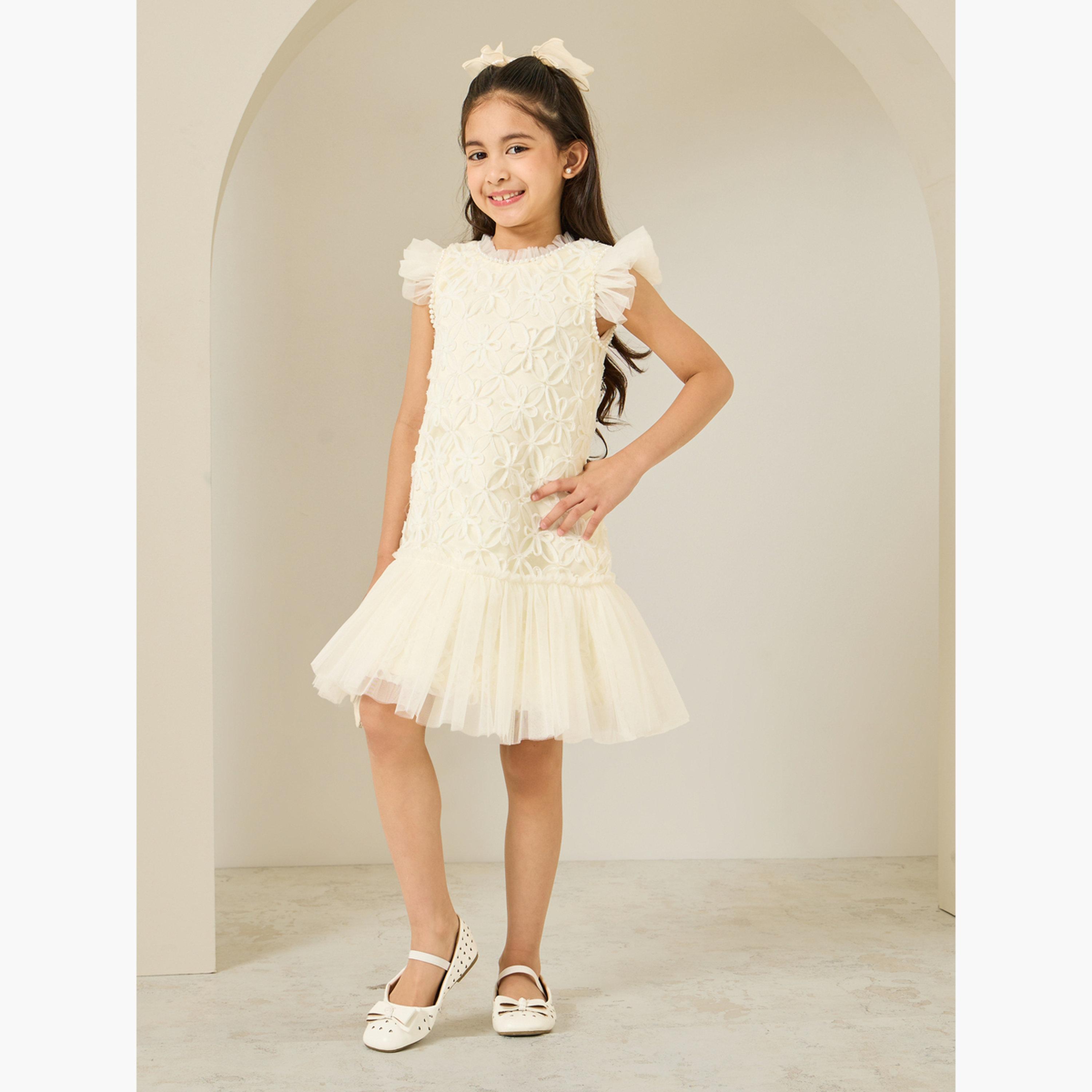 فستان بتفاصيل شبكية وبارزة الملمس-girls-clothing-dressesandjumpsuits-image-2