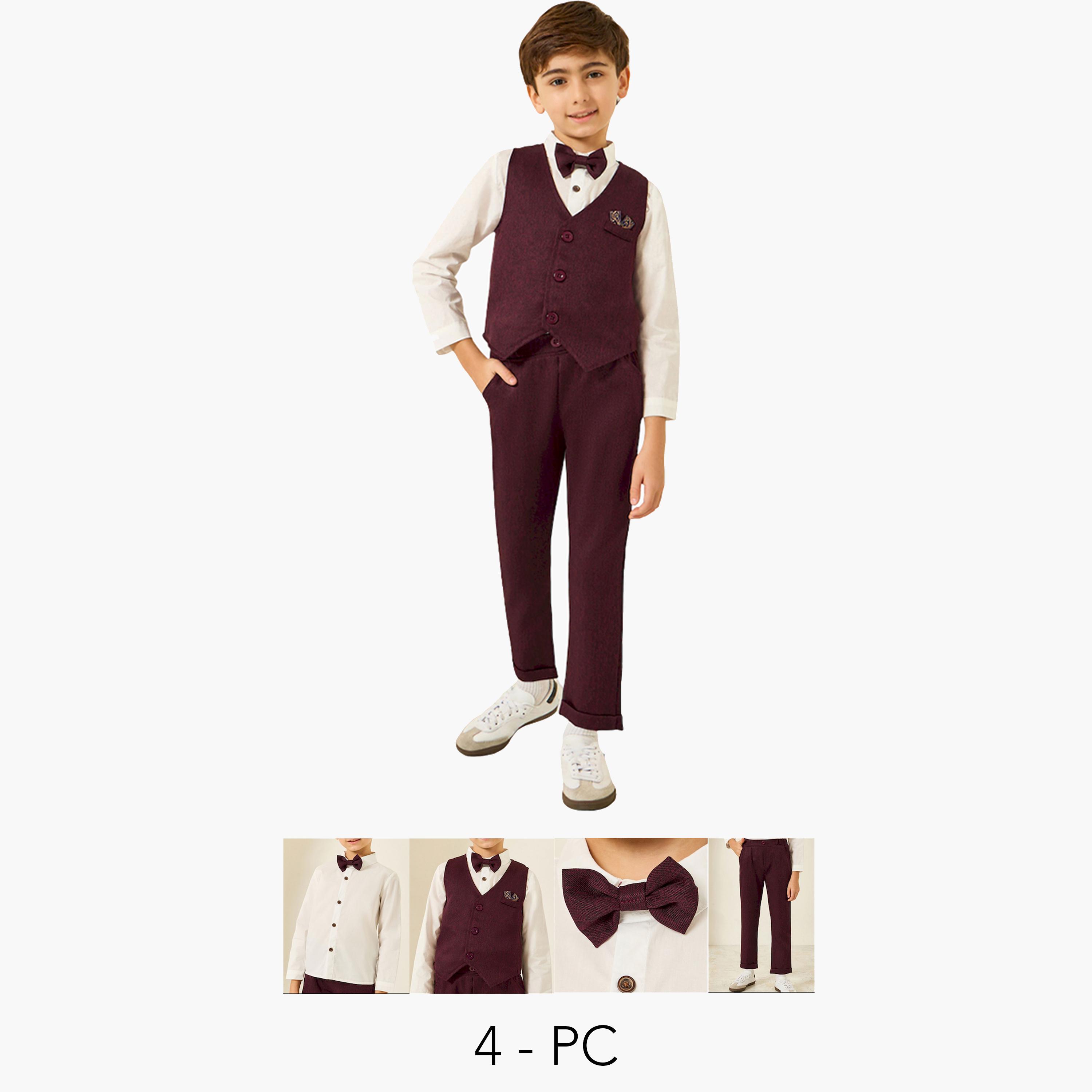 Styli Boys Shirt with Waistcoat and Trousers with Bow Set-boys-clothing-setsandcoords-image-1