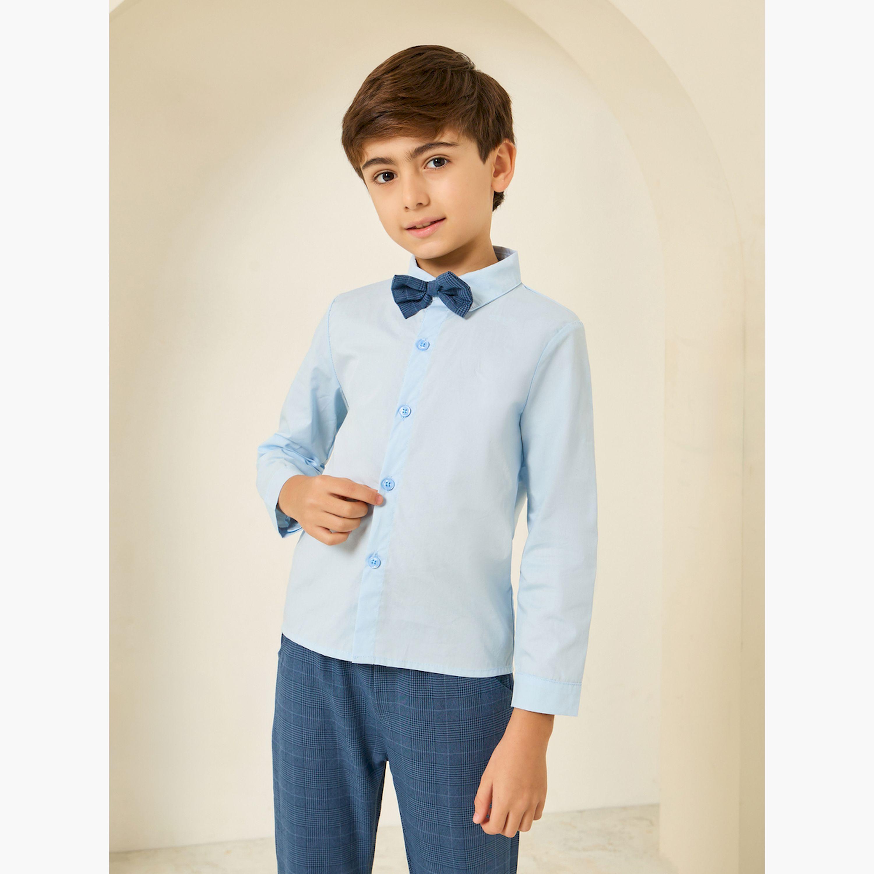 Styli Boys Blue Shirt with Waistcoat and Trousers with Bow Set-boys-clothing-setsandcoords-image-3