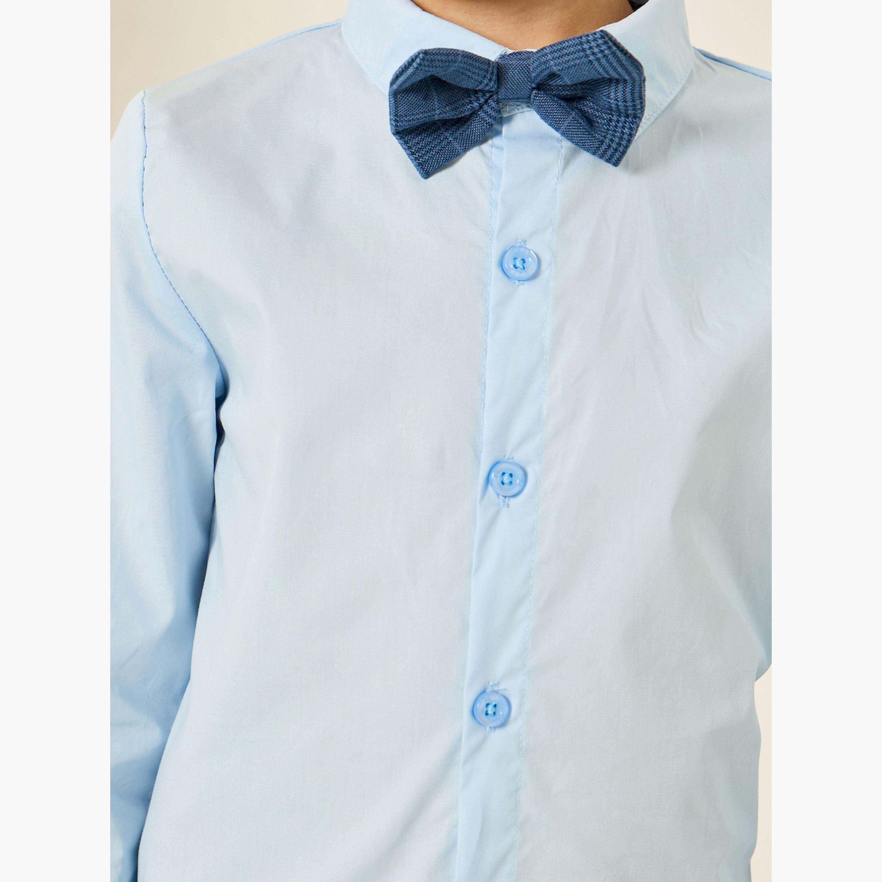 Styli Boys Blue Shirt with Waistcoat and Trousers with Bow Set-boys-clothing-setsandcoords-image-6