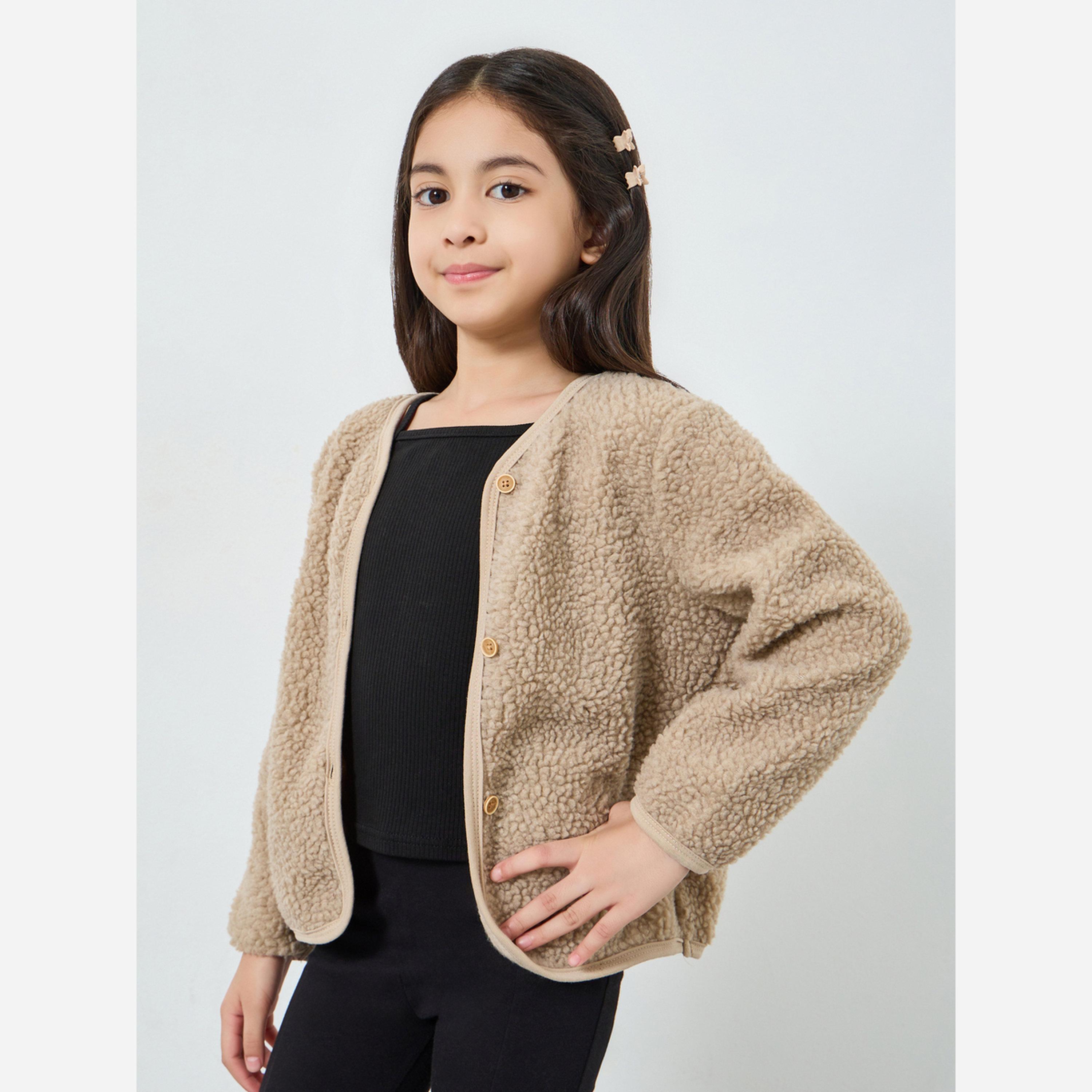 ستايلي - كارديجان صوف لون كاكي للبنات-girls-clothing-jumpersandcardigans-image-1