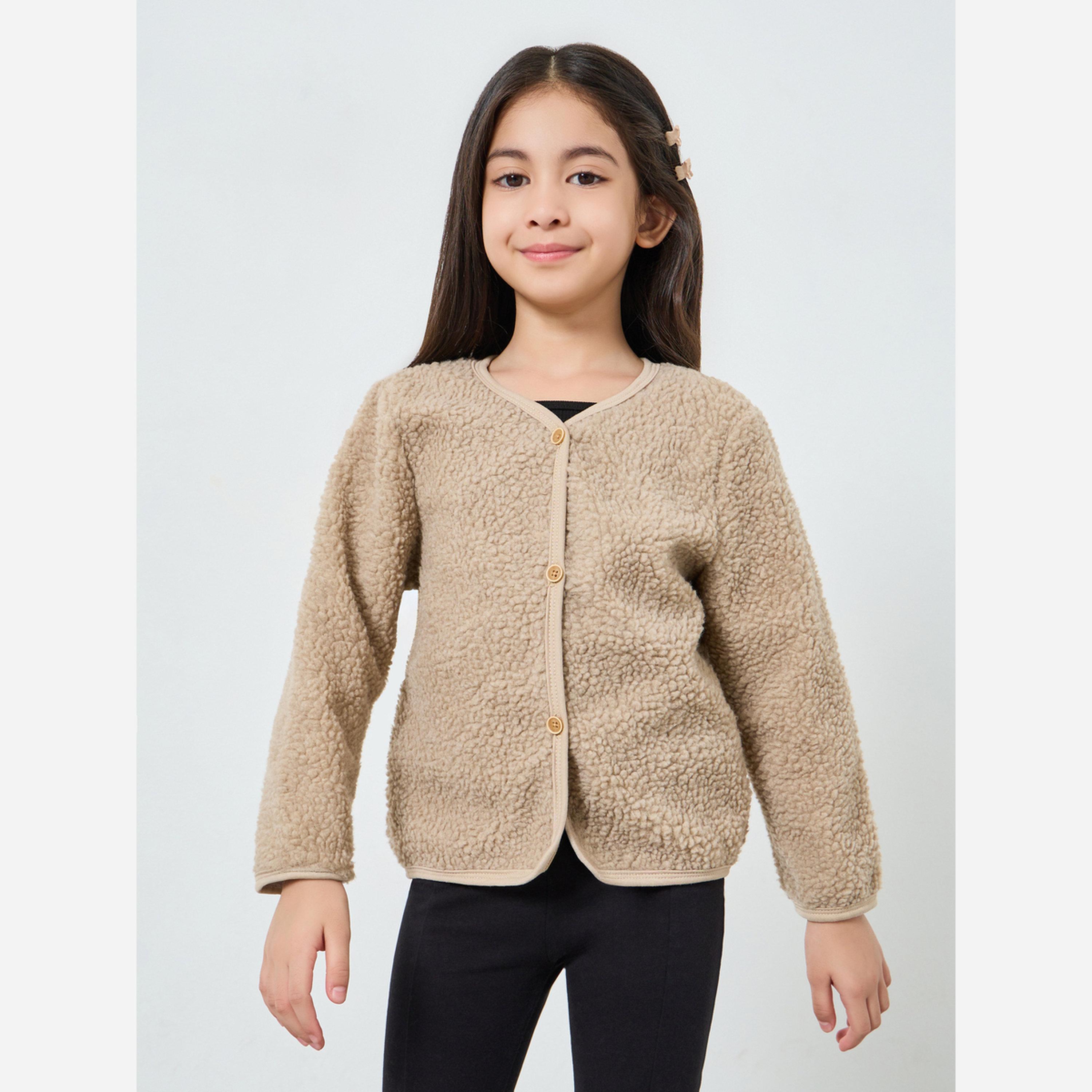 ستايلي - كارديجان صوف لون كاكي للبنات-girls-clothing-jumpersandcardigans-image-3